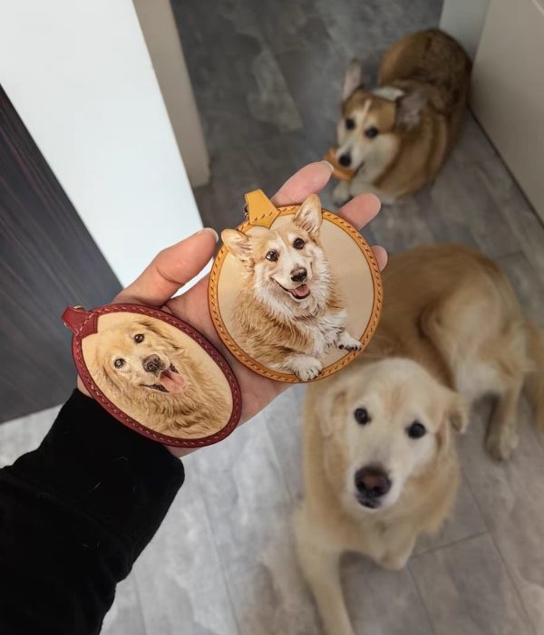 PET-DIY Leather Carved Pendant – Handmade Vintage Necklace for Men & Women