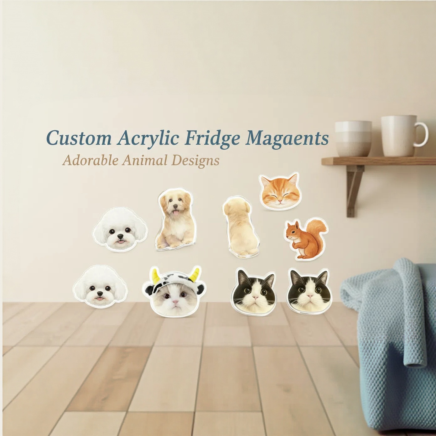 PET-DIY Custom Pet Photo Fridge Magnet – Personalized Dog & Cat Magnet | Cute DIY Gift for Pet Lovers