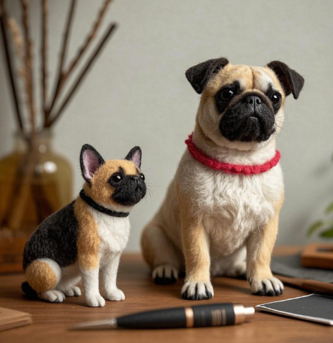 PET-DIY Felted Pet Figurine – Handmade Wool Animal Sculpture | Personalized Pet Miniature | Cute Pet Home Decor & Collectible