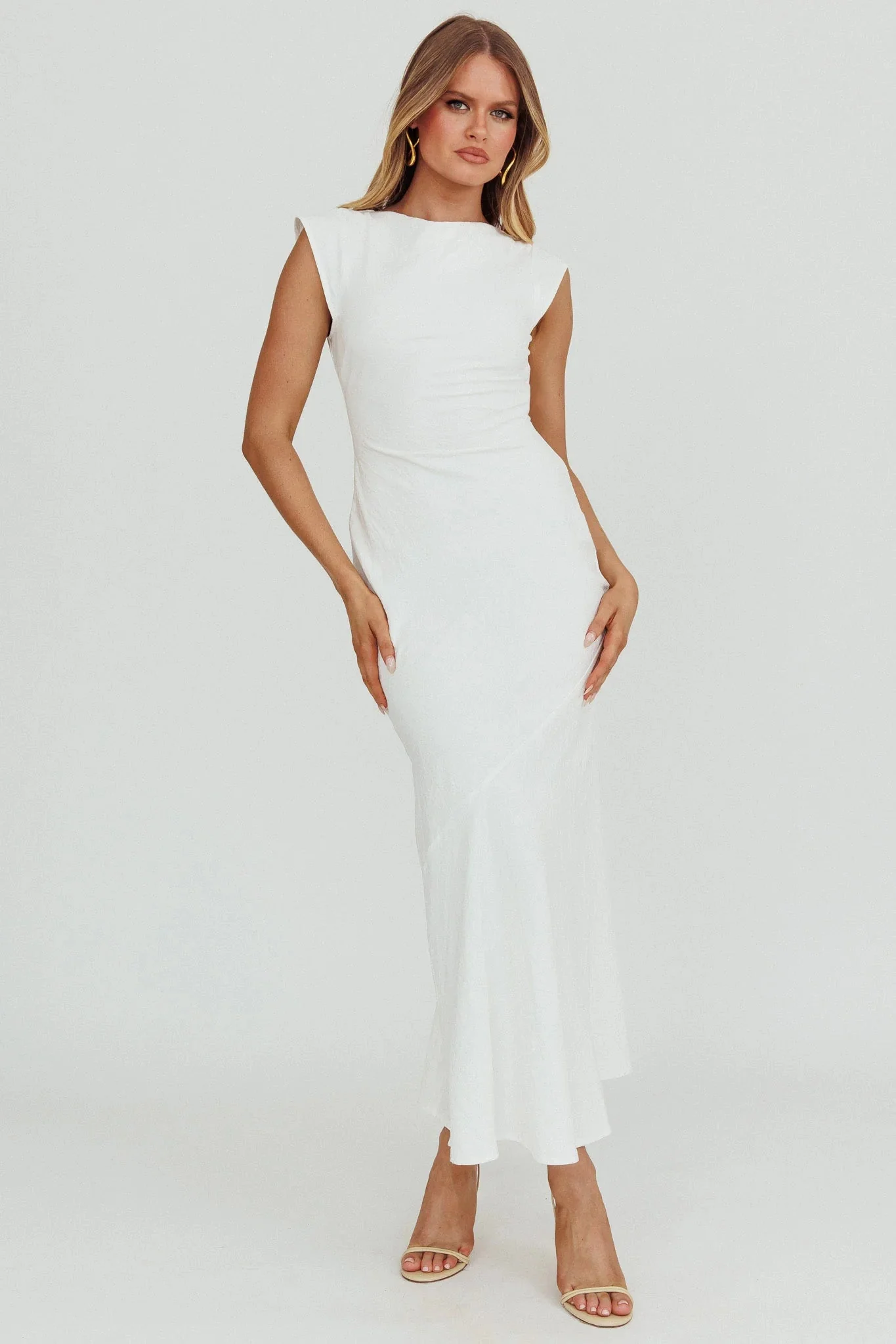 Maysa Cowl Back Maxi Dress Off White