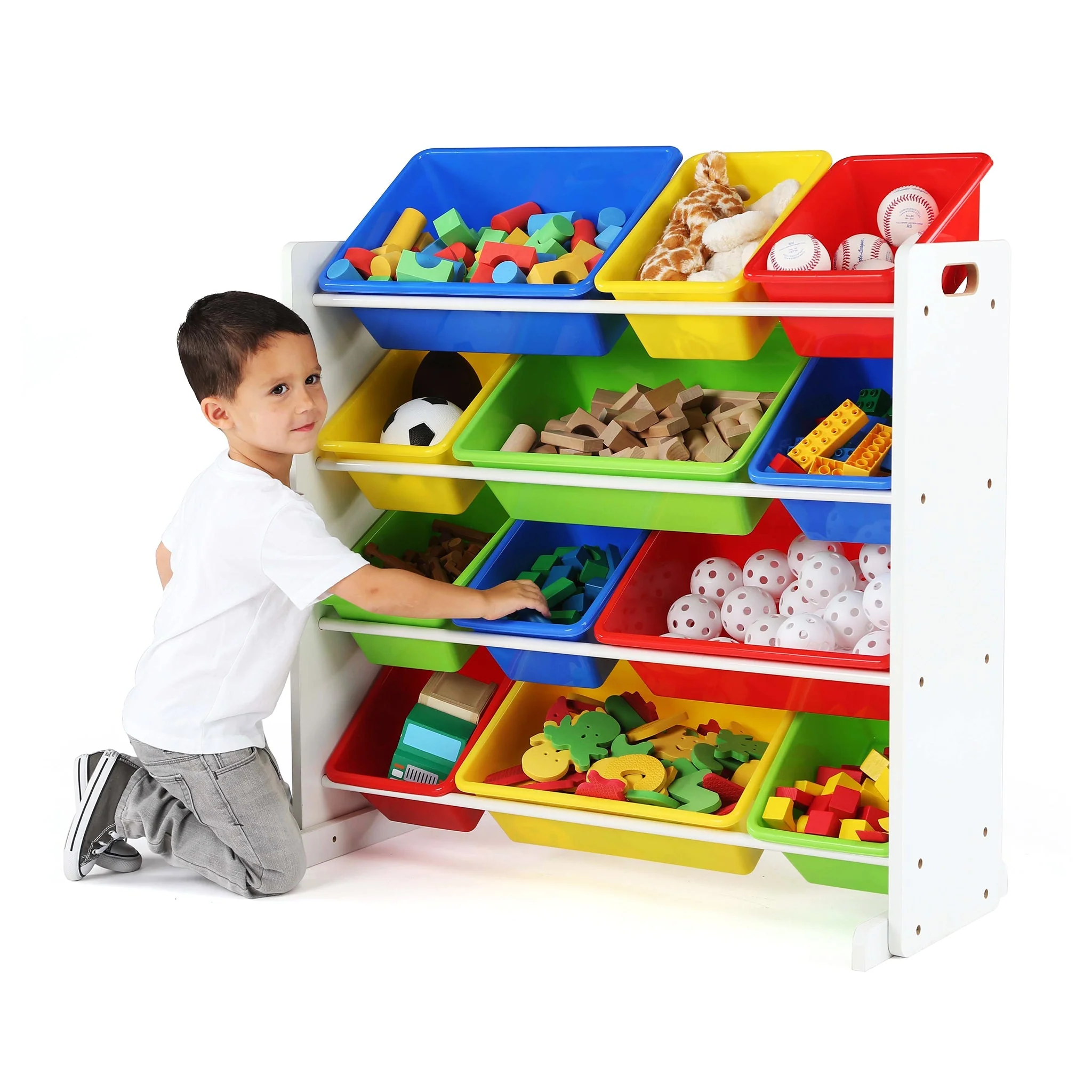 Summit White and Primary 12-Bin Toy Organizer