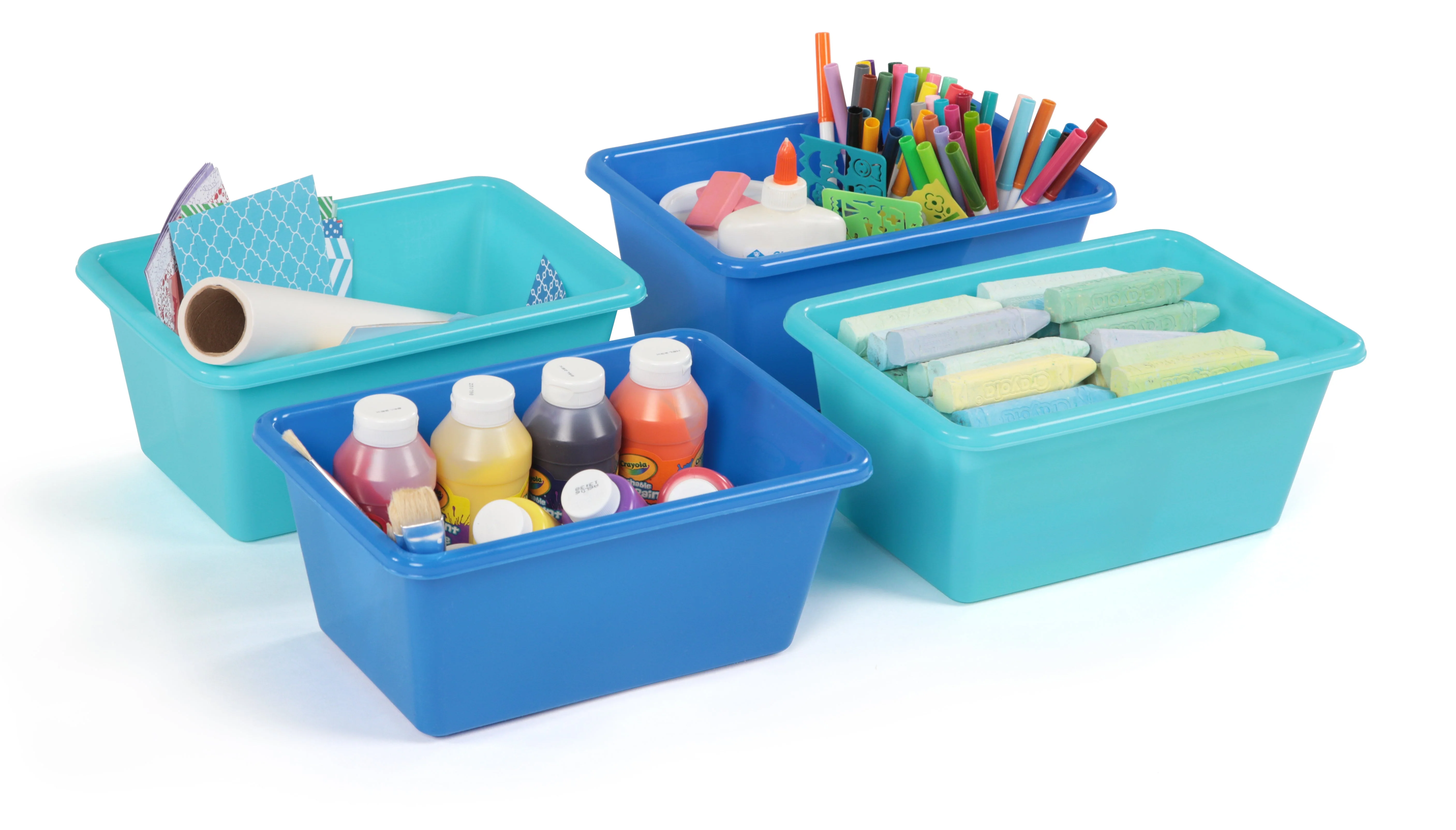 Blue & Aqua Bins 4 Pack, Small