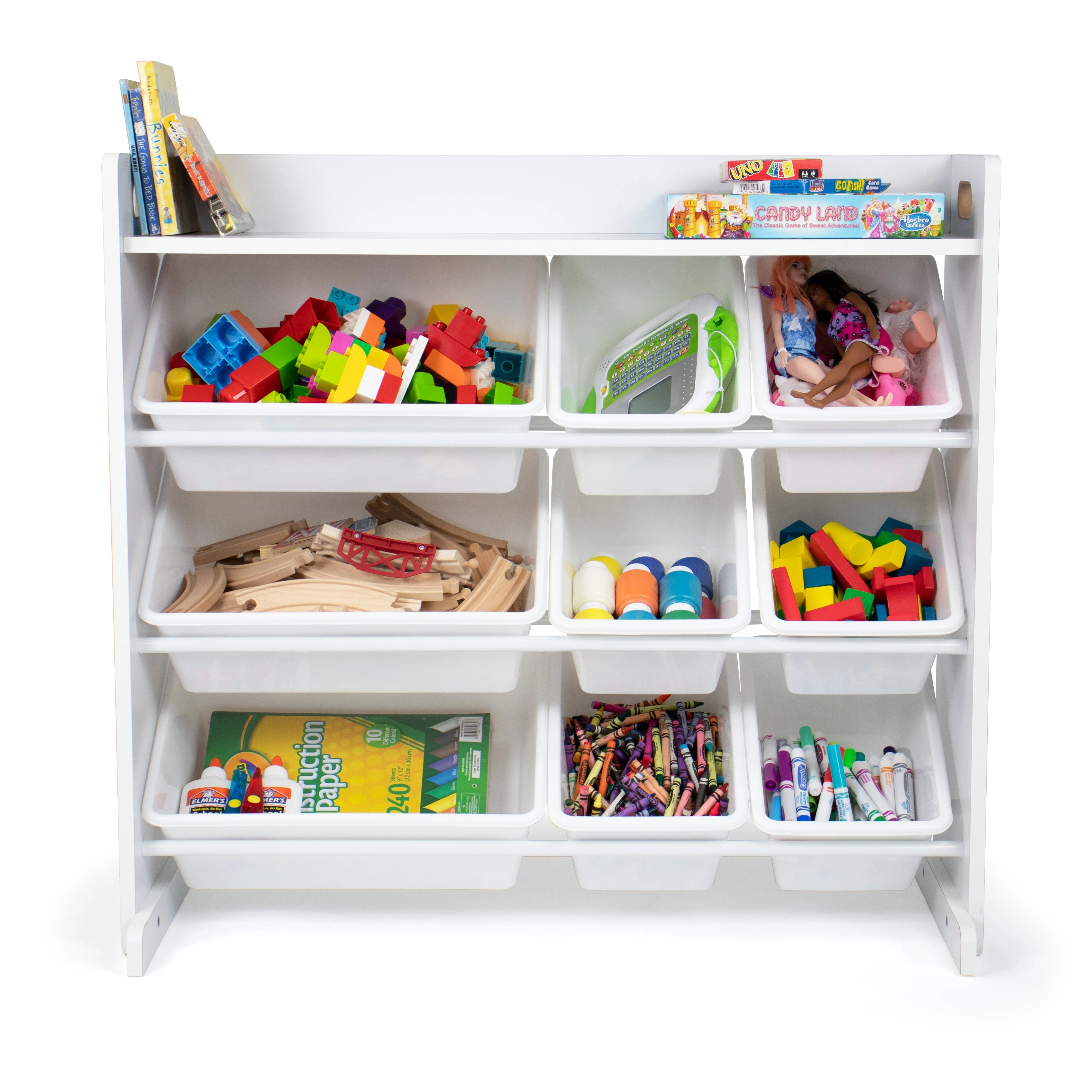 Cambridge White Toy Storage Organizer with Shelf and 9 Storage Bins