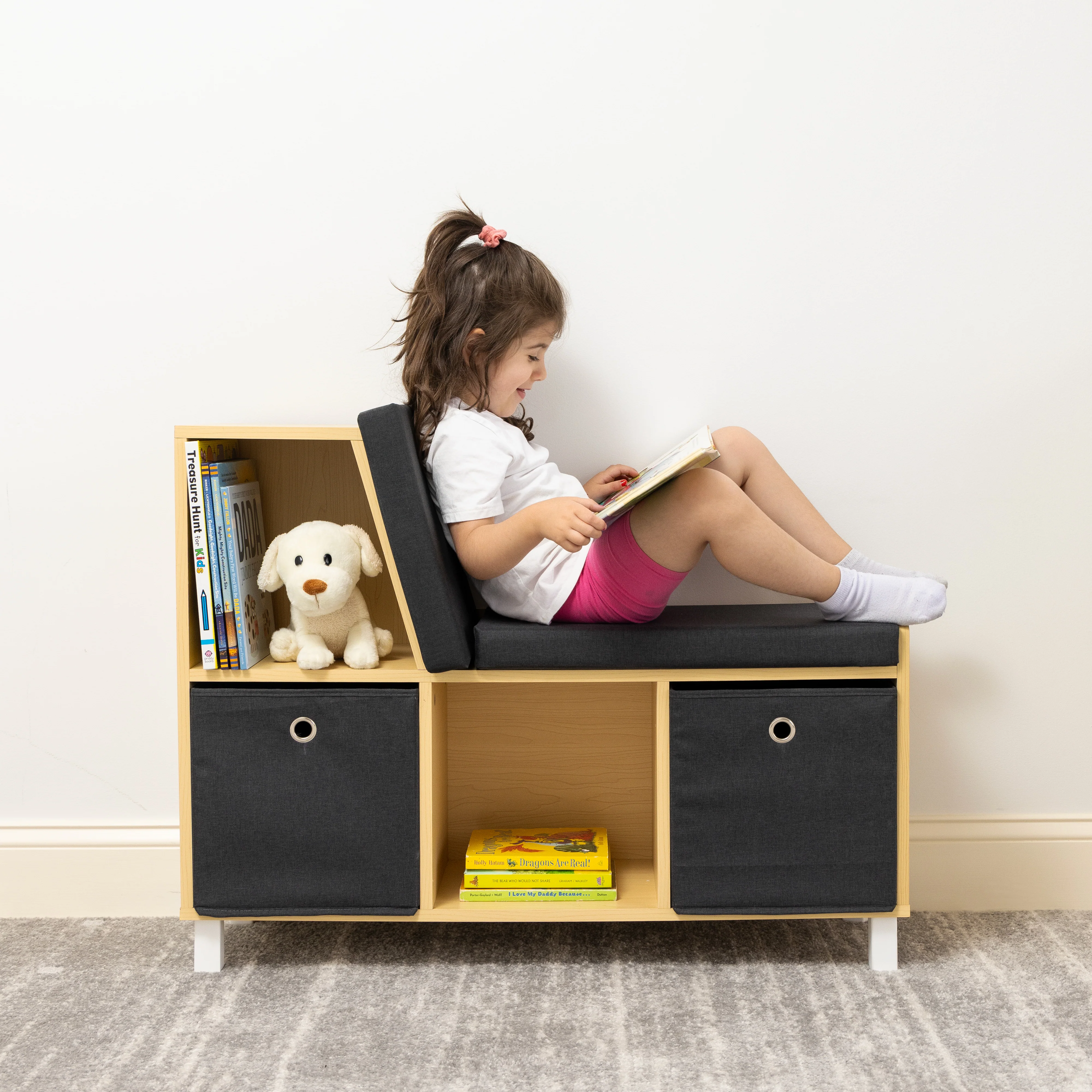 Humble Crew Dalton Toddler Book Nook, Natural/Black/White/Grey