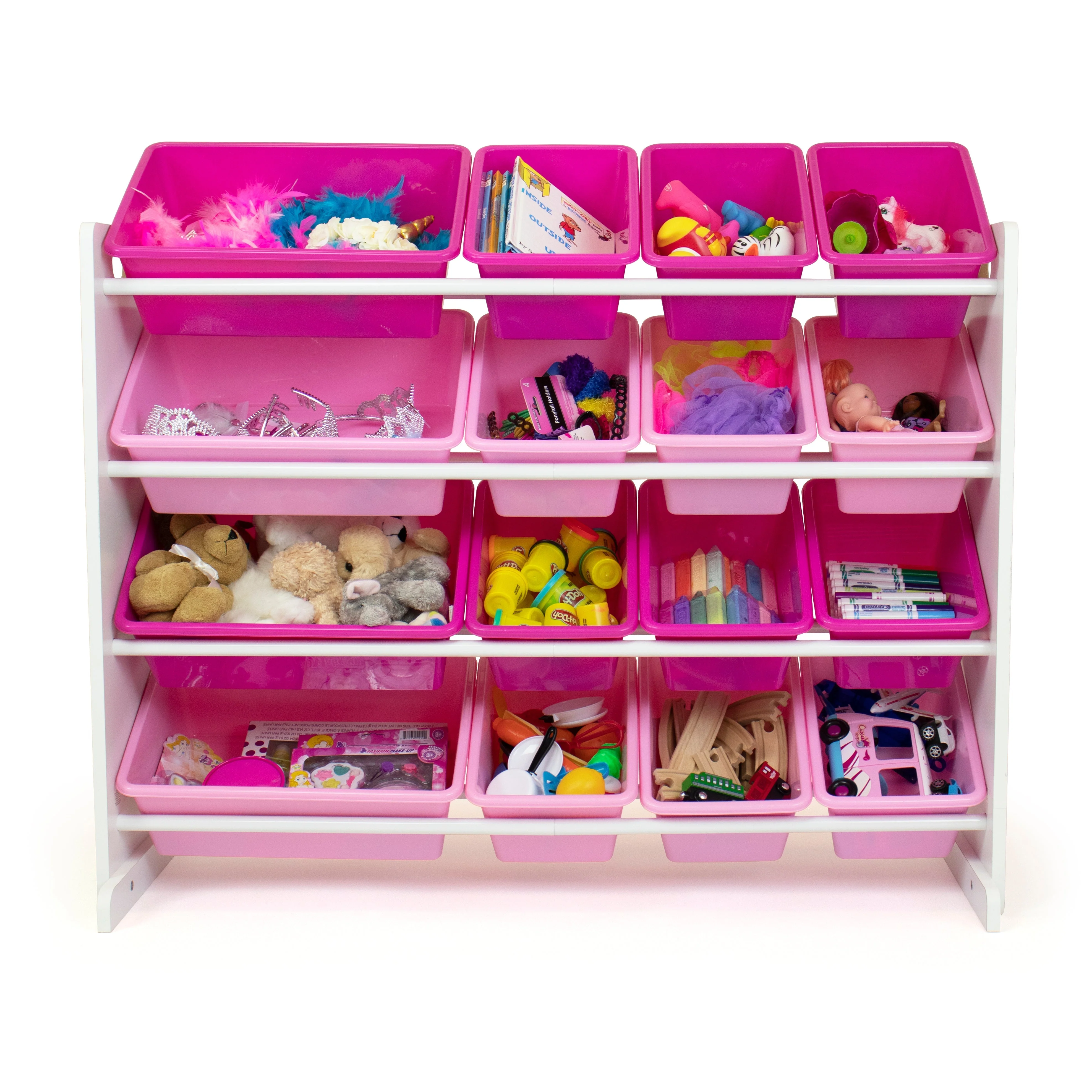 Molly Supersized Extra Large White and Pink 16-Bin Toy Organizer