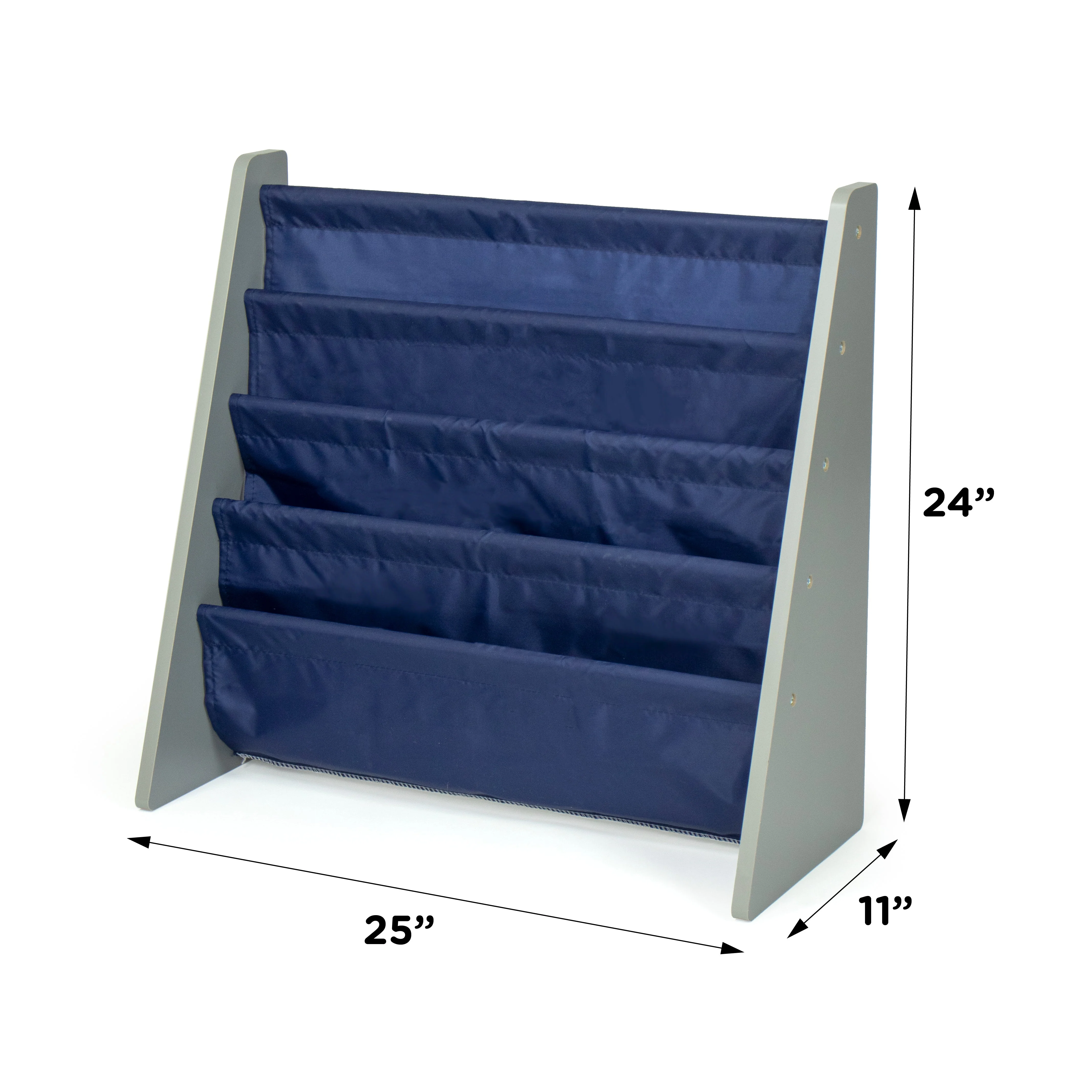 Kids Bookshelf 4 Tier Book Organizer,  Navy/Grey