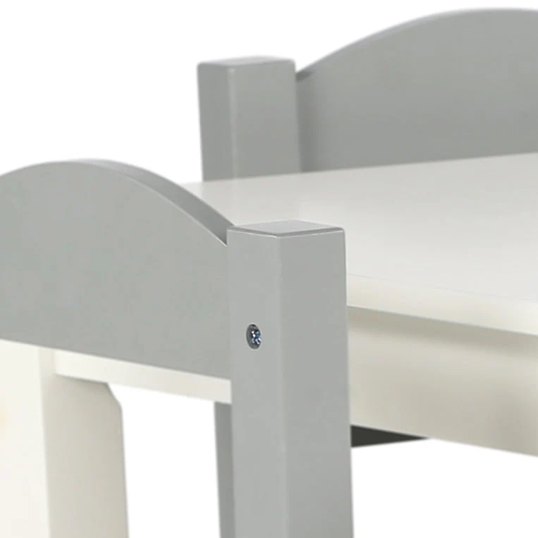 Springfield White Wood Kids Table & 4 Grey Chairs