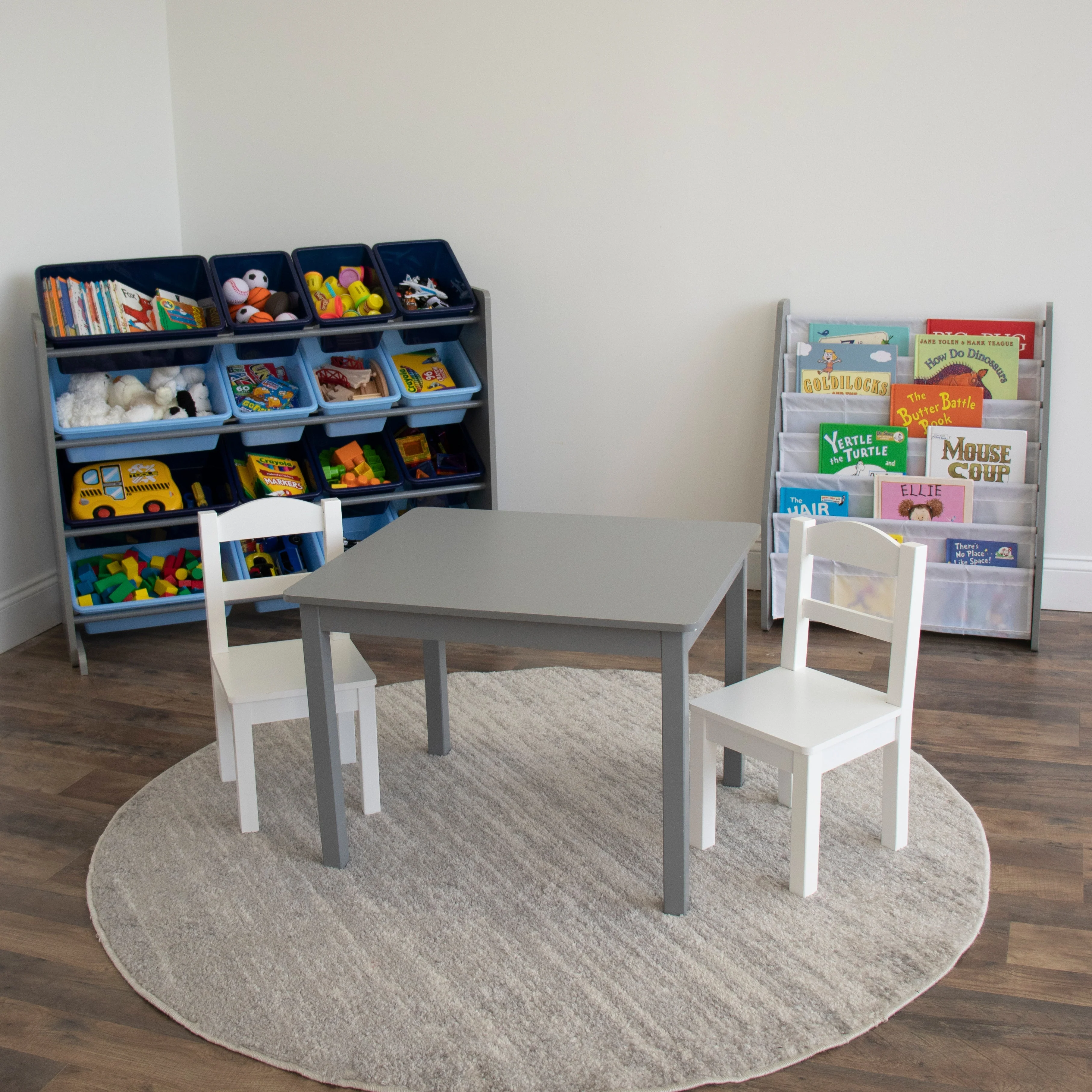 Leo Supersized Extra Large Grey and Blue 16-Bin Toy Organizer