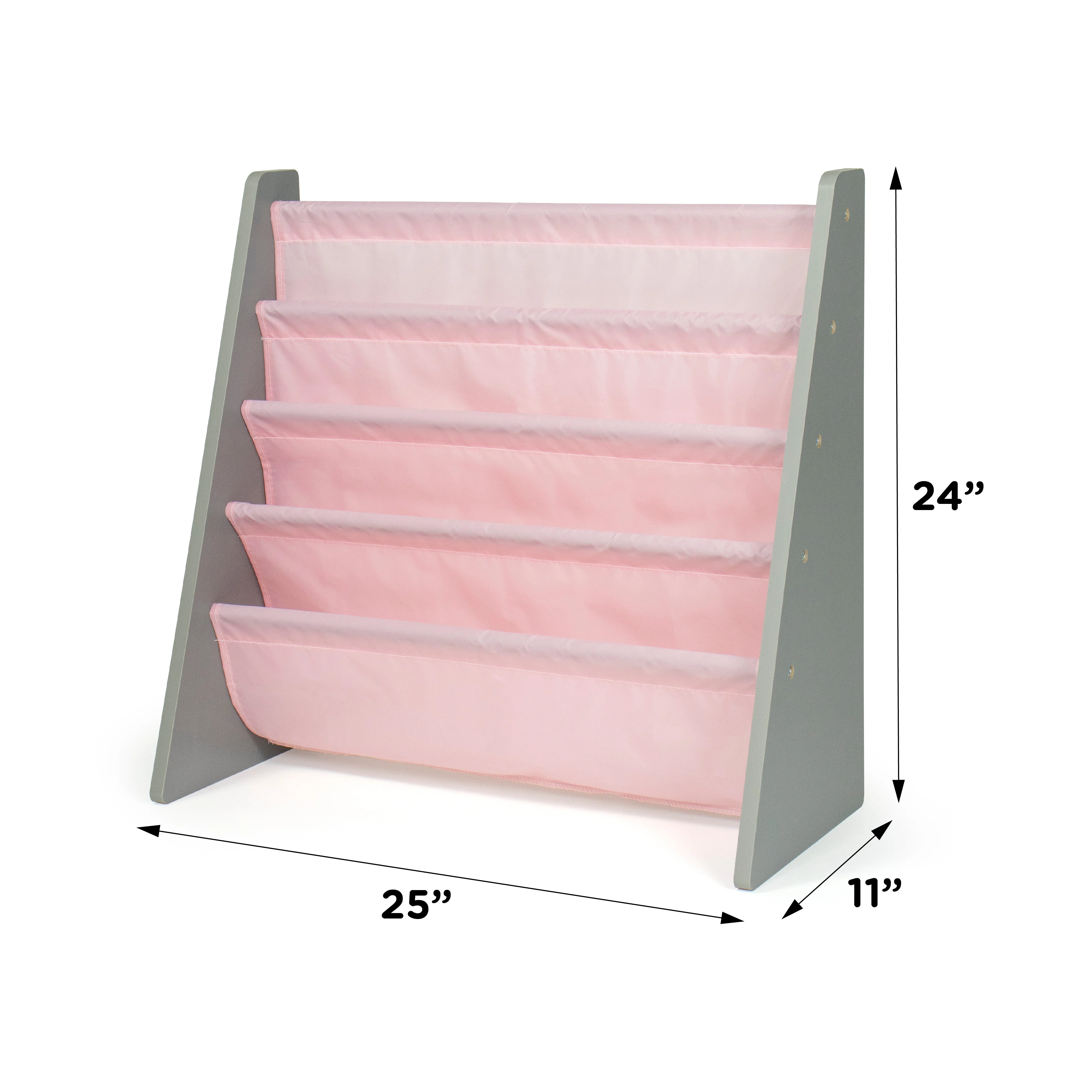 Kids Bookshelf 4 Tier Book Organizer, Pink/Grey