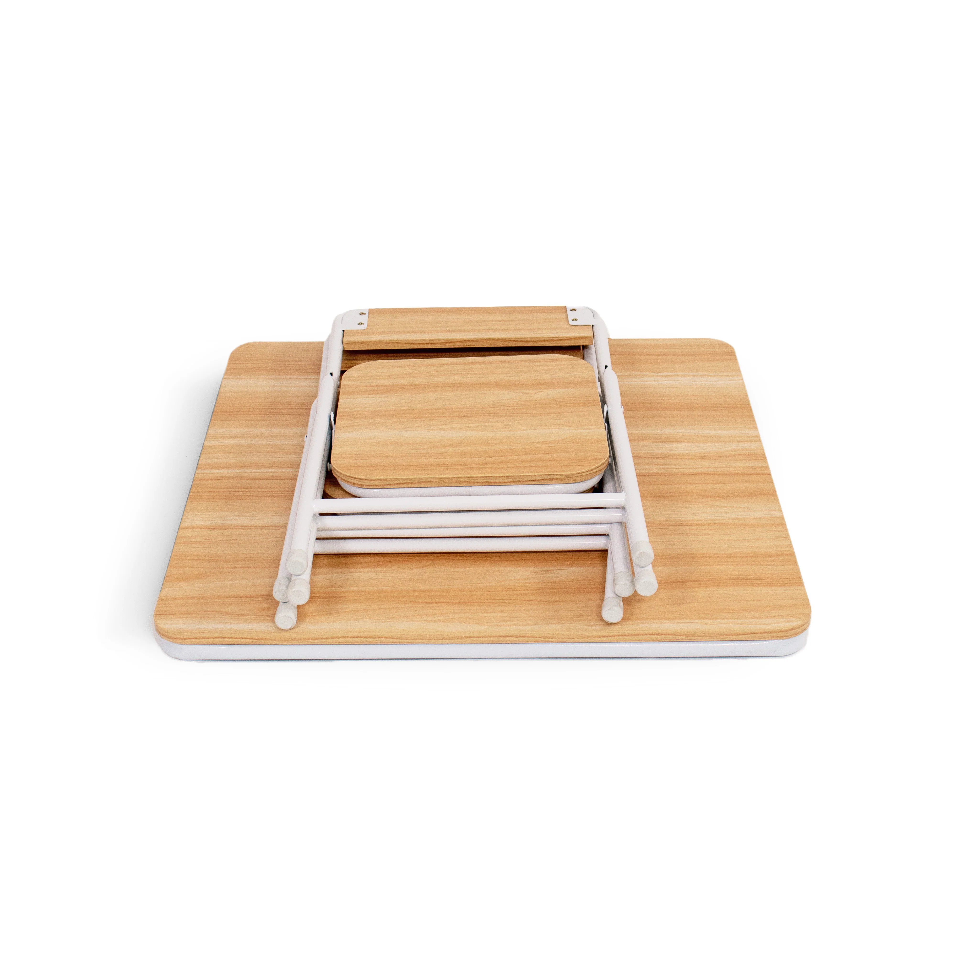 Humble Crew Journey Toddler Wood Folding Table & 2 Chairs Set, Natural/White