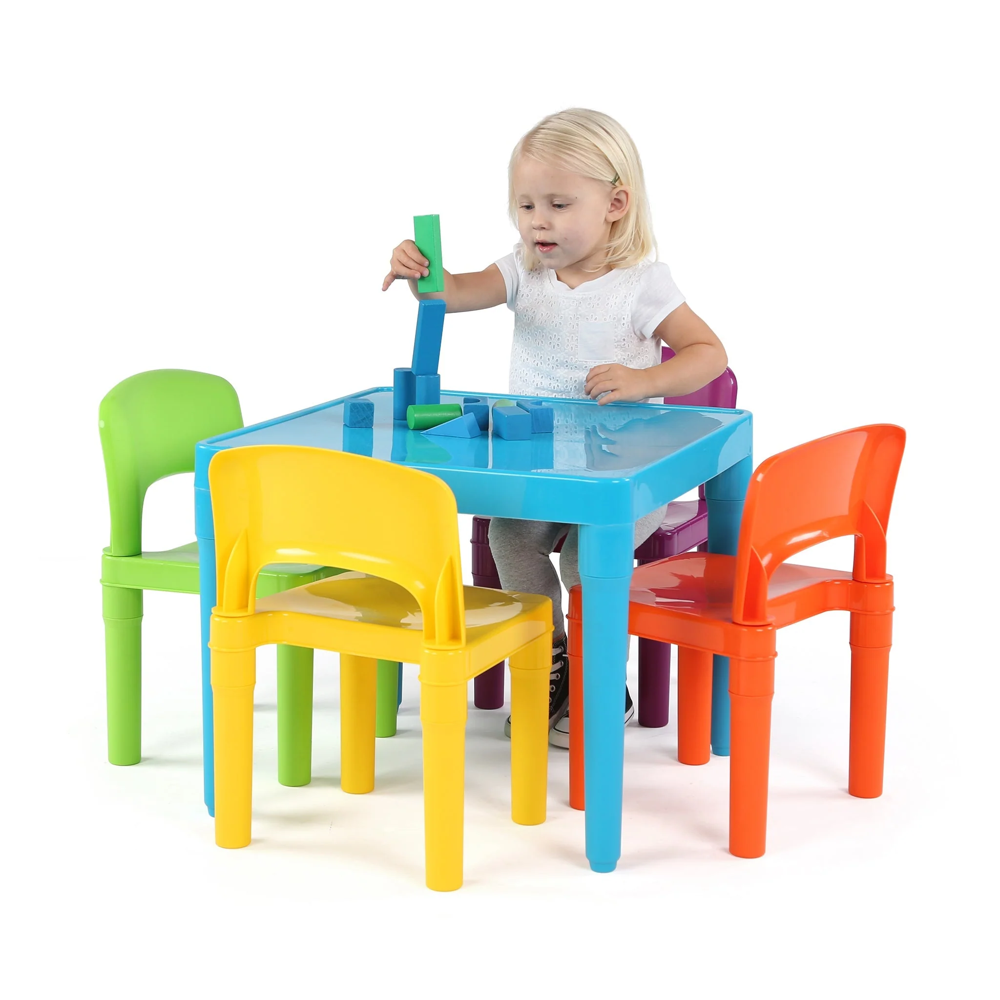 Playtime Plastic Activity Table 5-Piece Set - Bright Blue