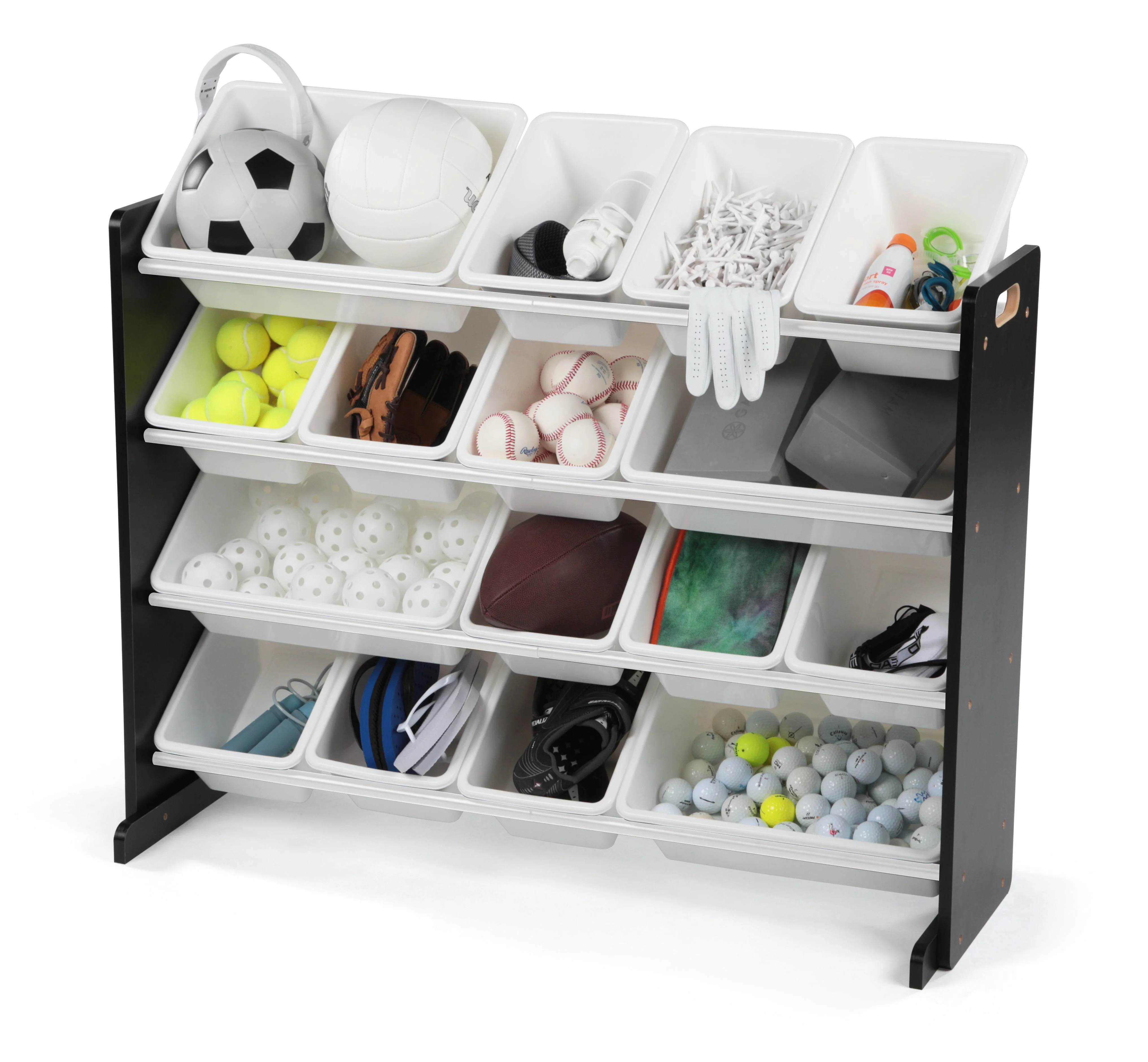 Humble Crew Jayden Supersized Toy Storage Organizer with 16 Storage Bins, Black/White