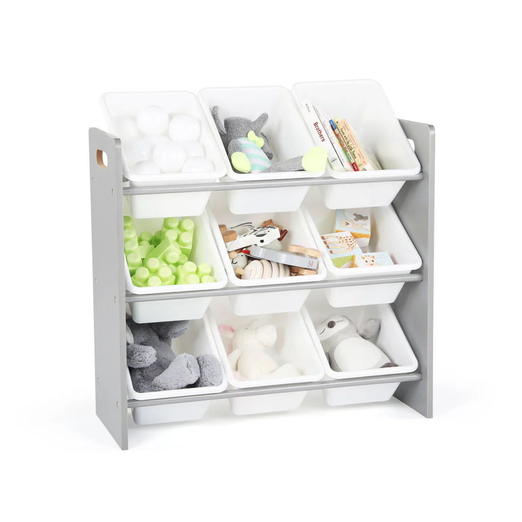 Inspire Grey and White 9-Bin Toy Organizer