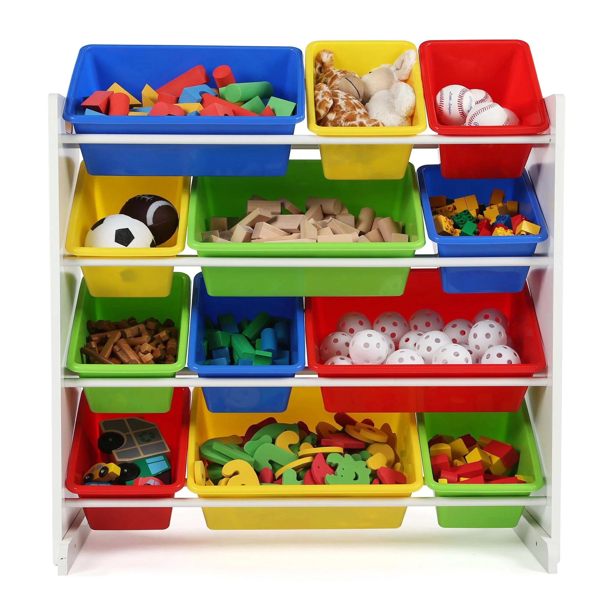 Summit White and Primary 12-Bin Toy Organizer