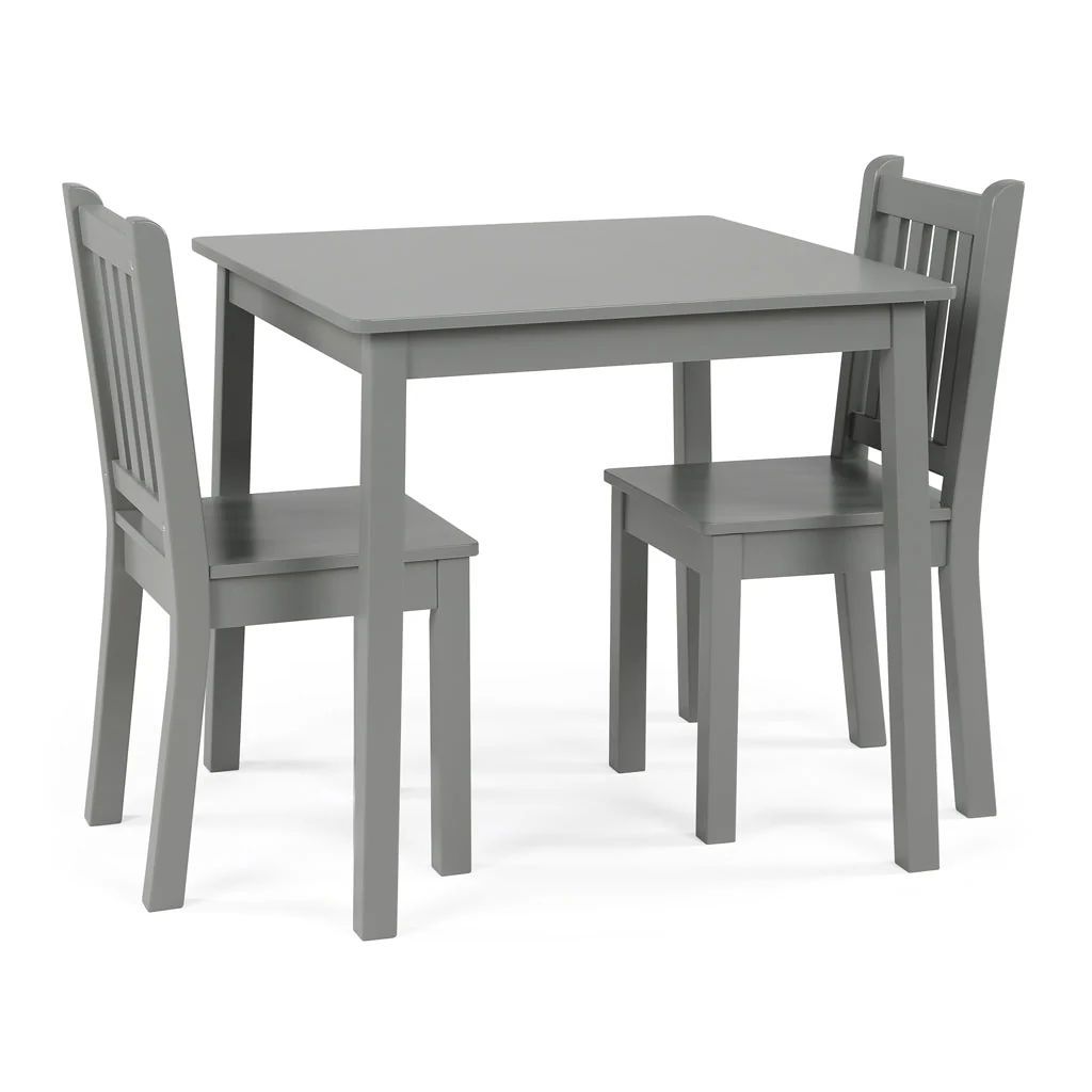 Explorer Kids Wood Grey Table and 2 Chairs Set