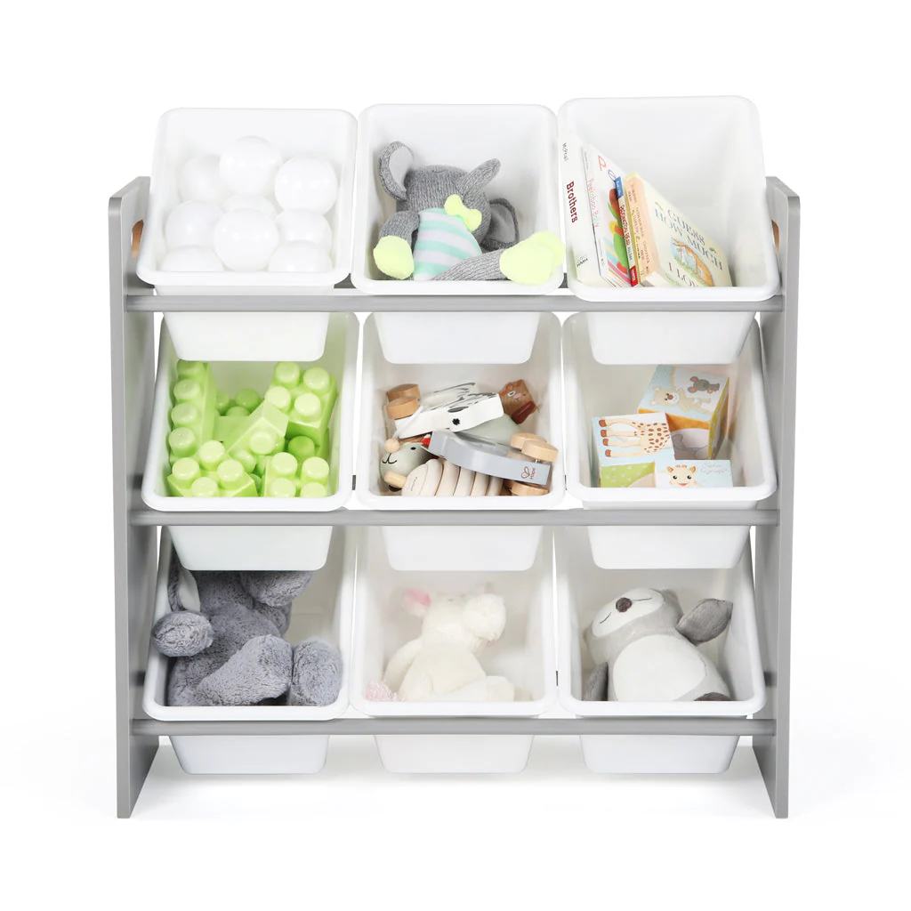 Inspire Grey and White 9-Bin Toy Organizer