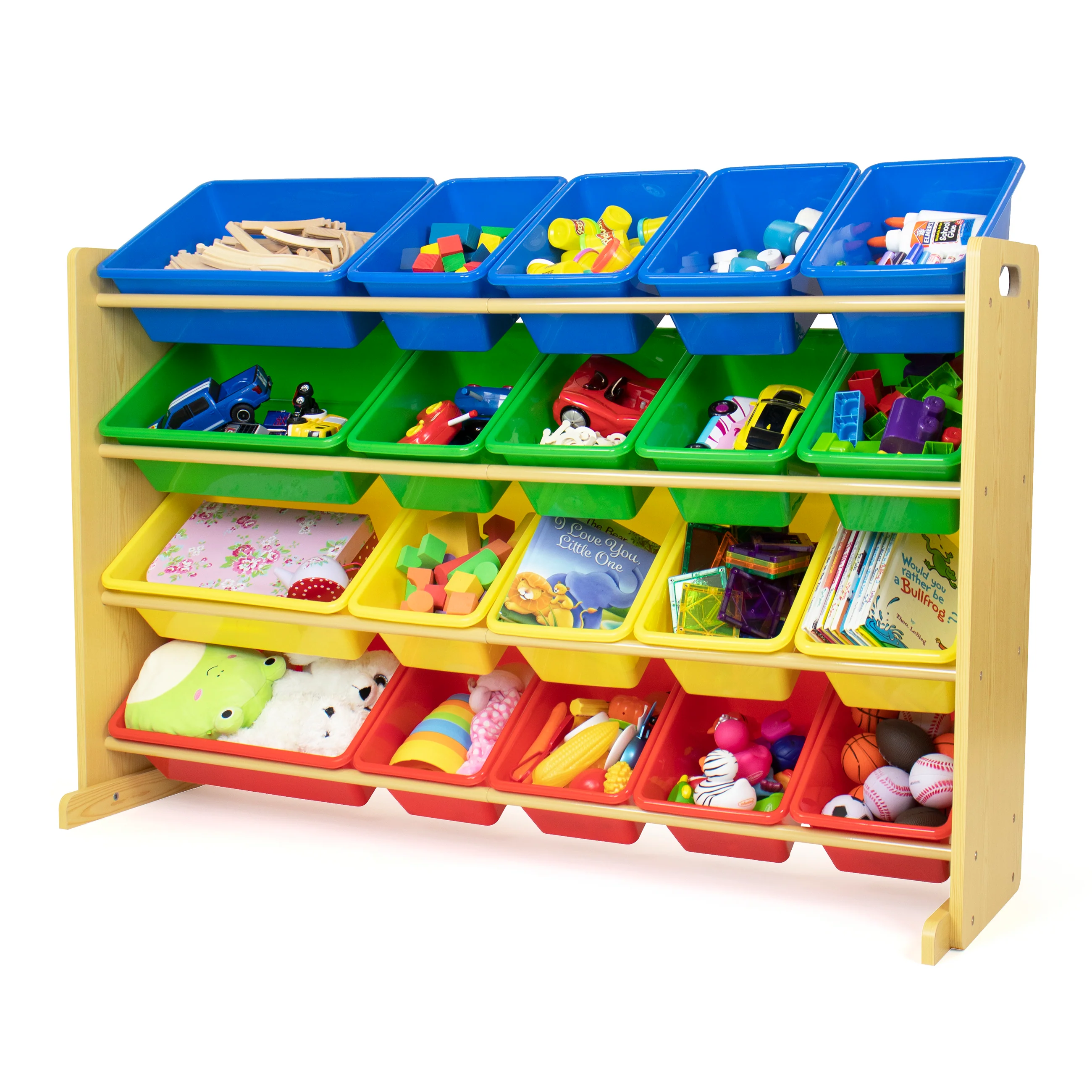 Extra Large Toy Storage Organizer with 20  Storage Bins, Primary Colors