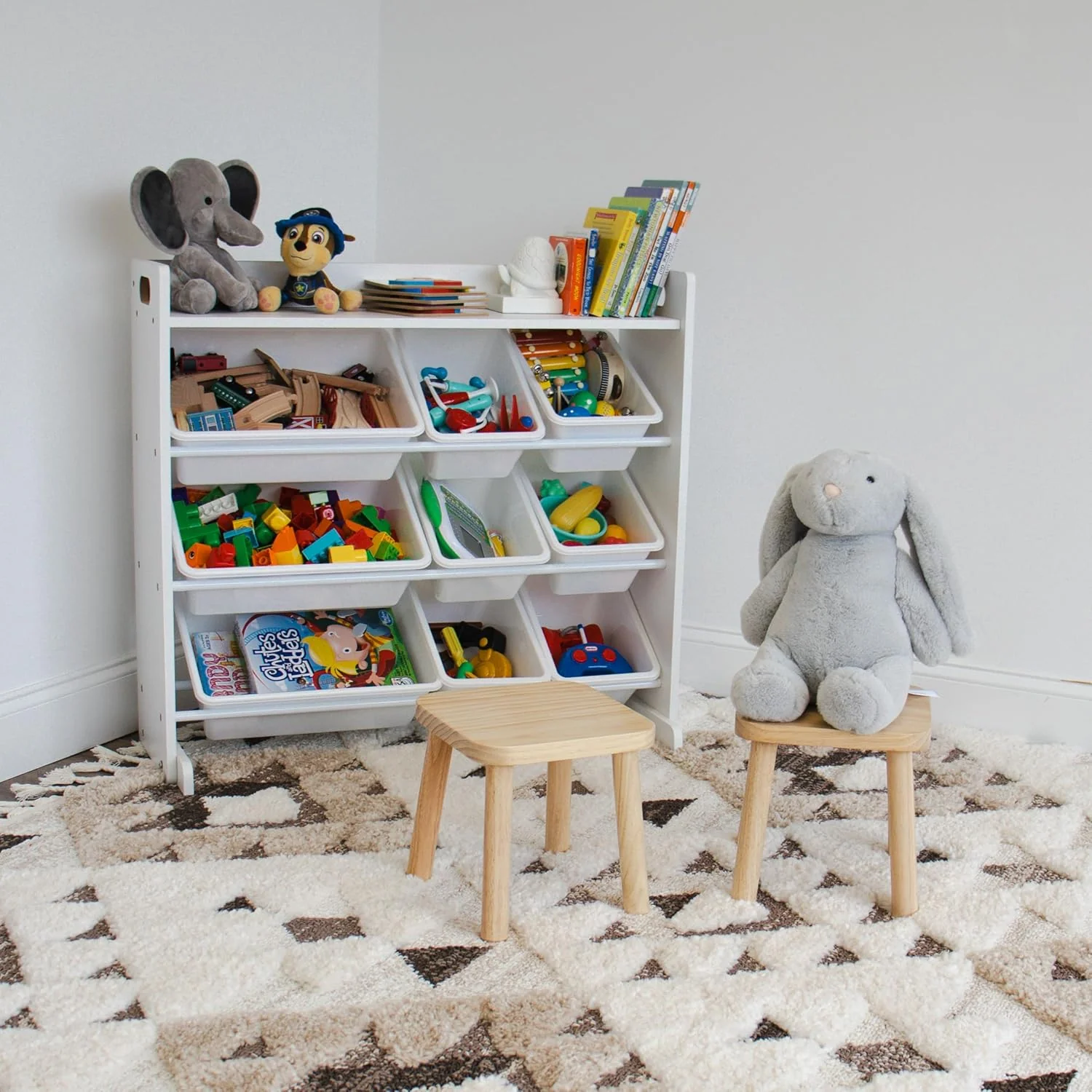 Humble Crew Toddler Stool Set of 2, Solid Wood Kids Seating, Natural Wood