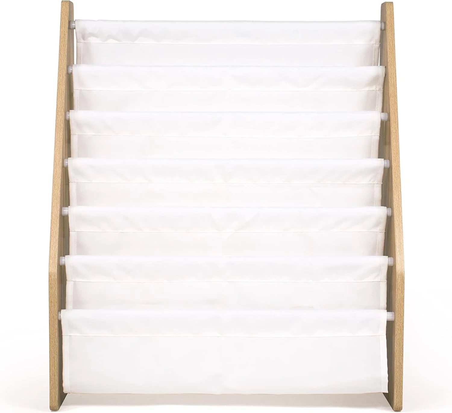Humble Crew Journey Super Size 6 Tier Kids Book Rack, White/Natural Wood