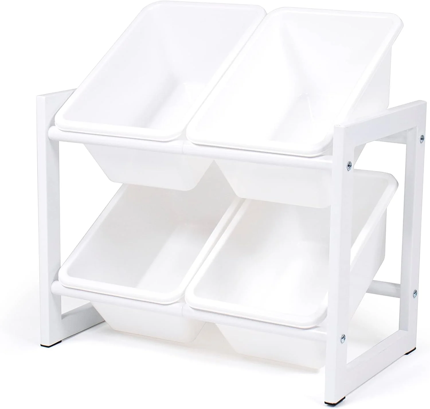 Humble Crew Cambridge Compact 4 Bin Organizer with Metal Frame, White
