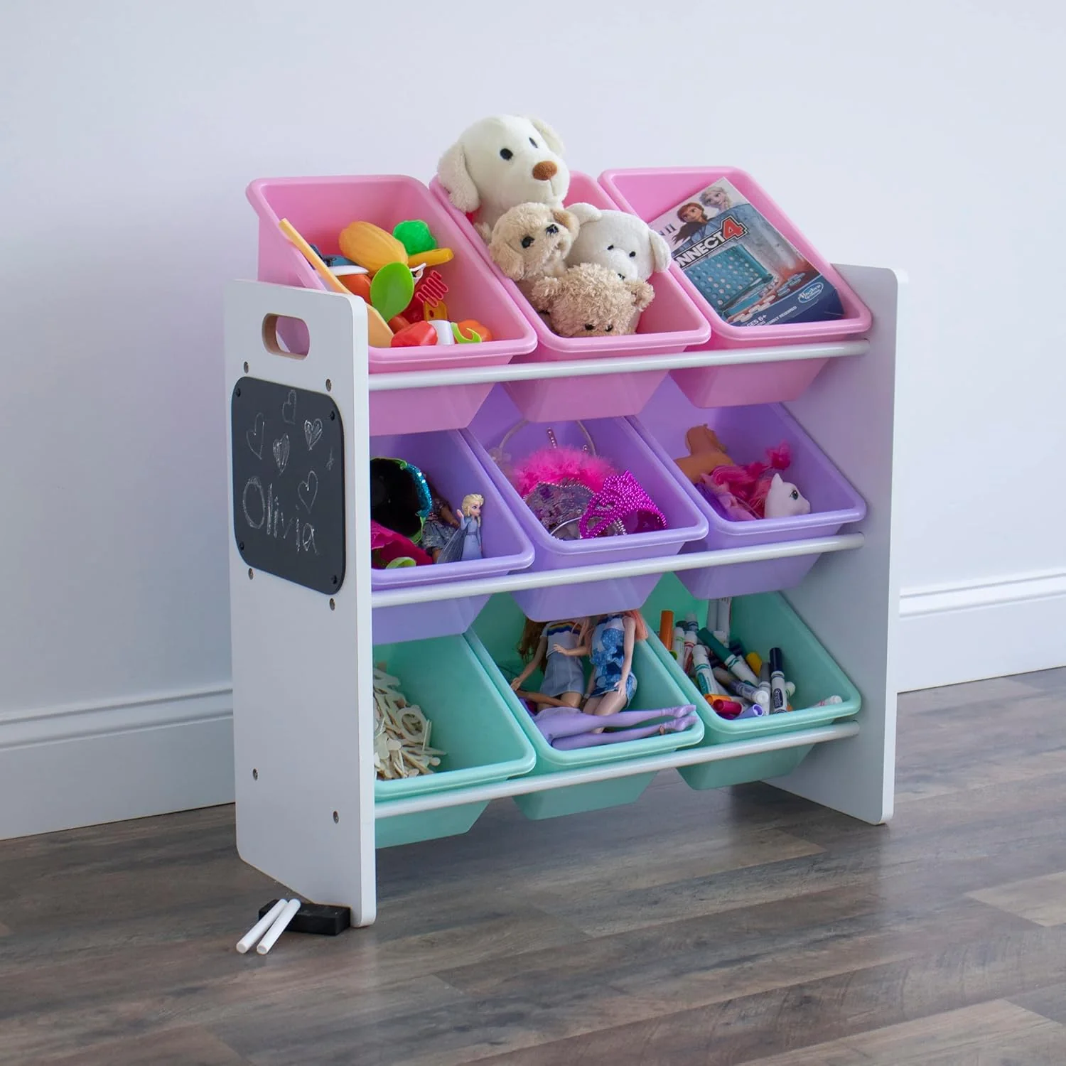 Humble Crew 9 Bin Toy Storage Organizer with Chalkboard Side Panel