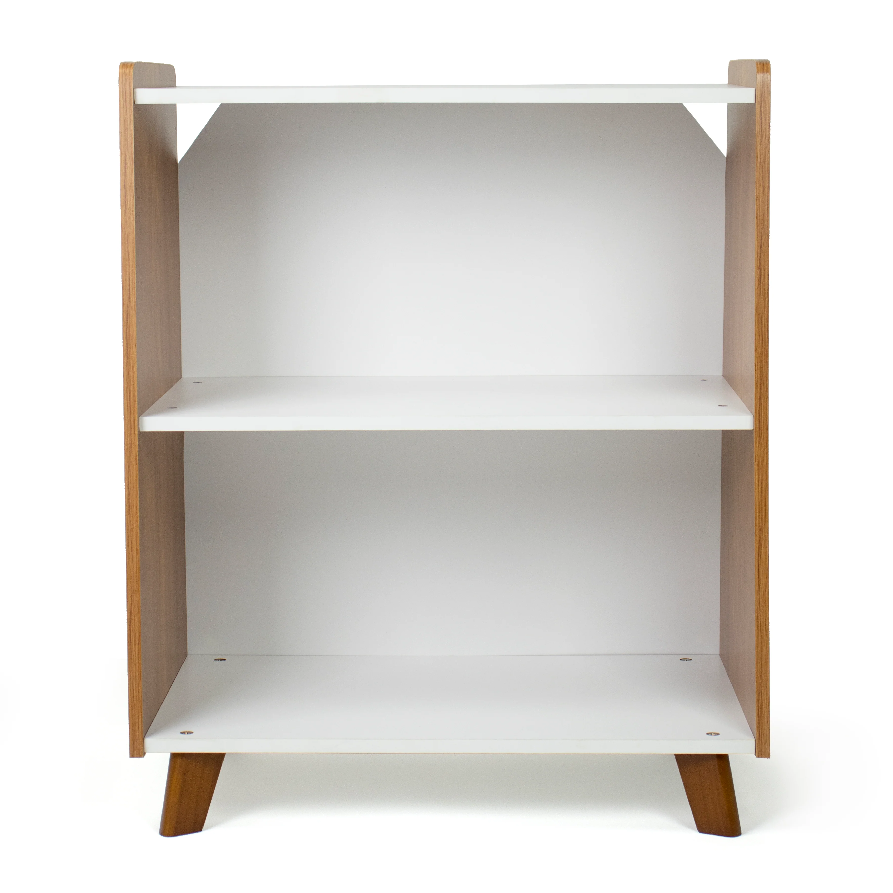 Humble Crew Morgan 2 Shelf Mid-Century Bookcase, Warm Wood/White
