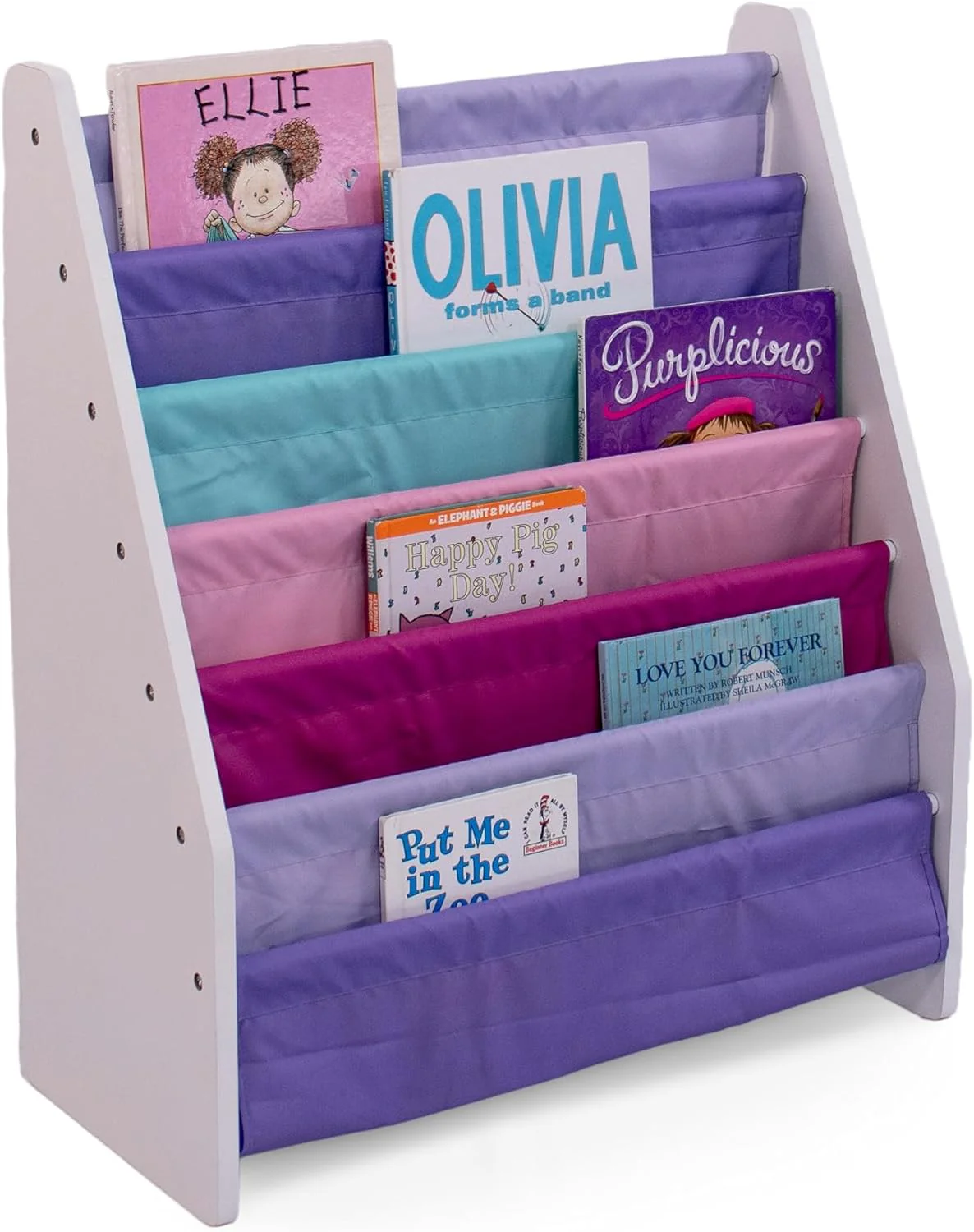 Humble Crew Forever Kids Supersized Bookshelf 6 Tier Book Organizer, White/Pink/Purple/Aqua