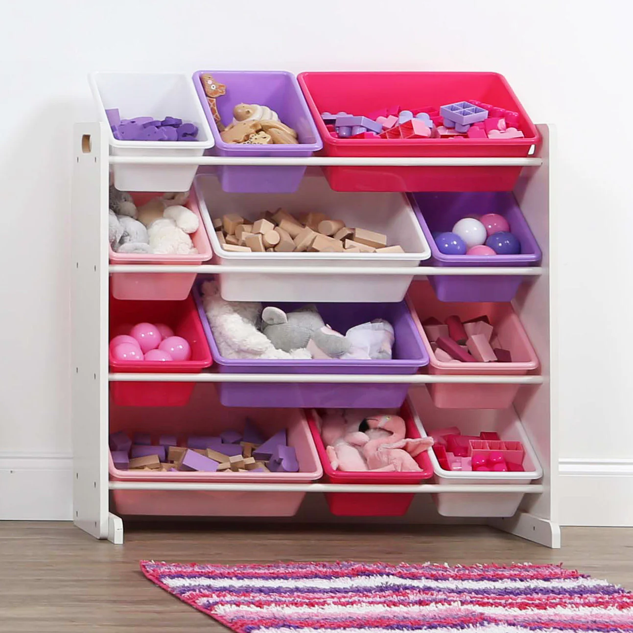 Friends White, Pink, and Purple 12-Bin Toy Organizer