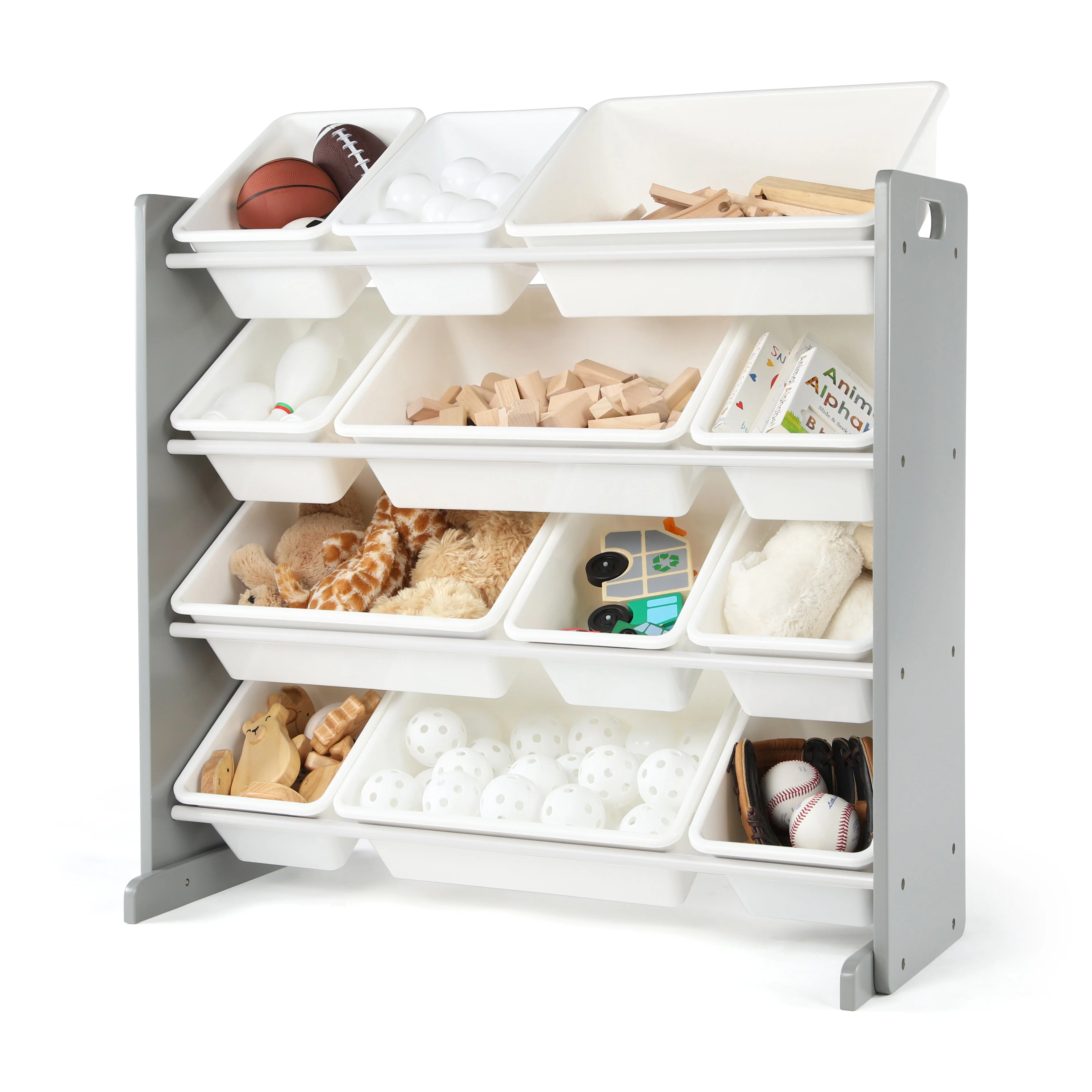 Inspire Grey and White 12-Bin Toy Organizer