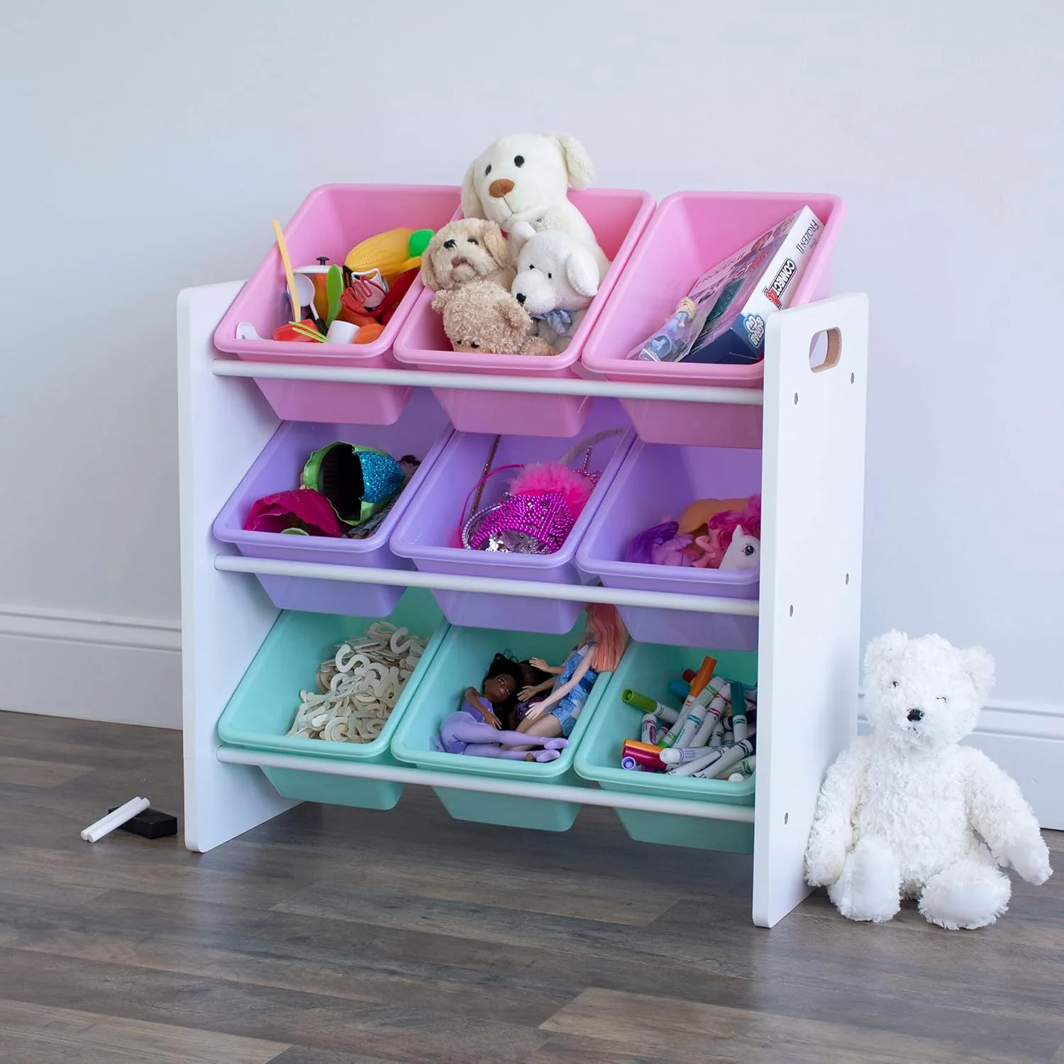 Humble Crew 9 Bin Toy Storage Organizer with Chalkboard Side Panel