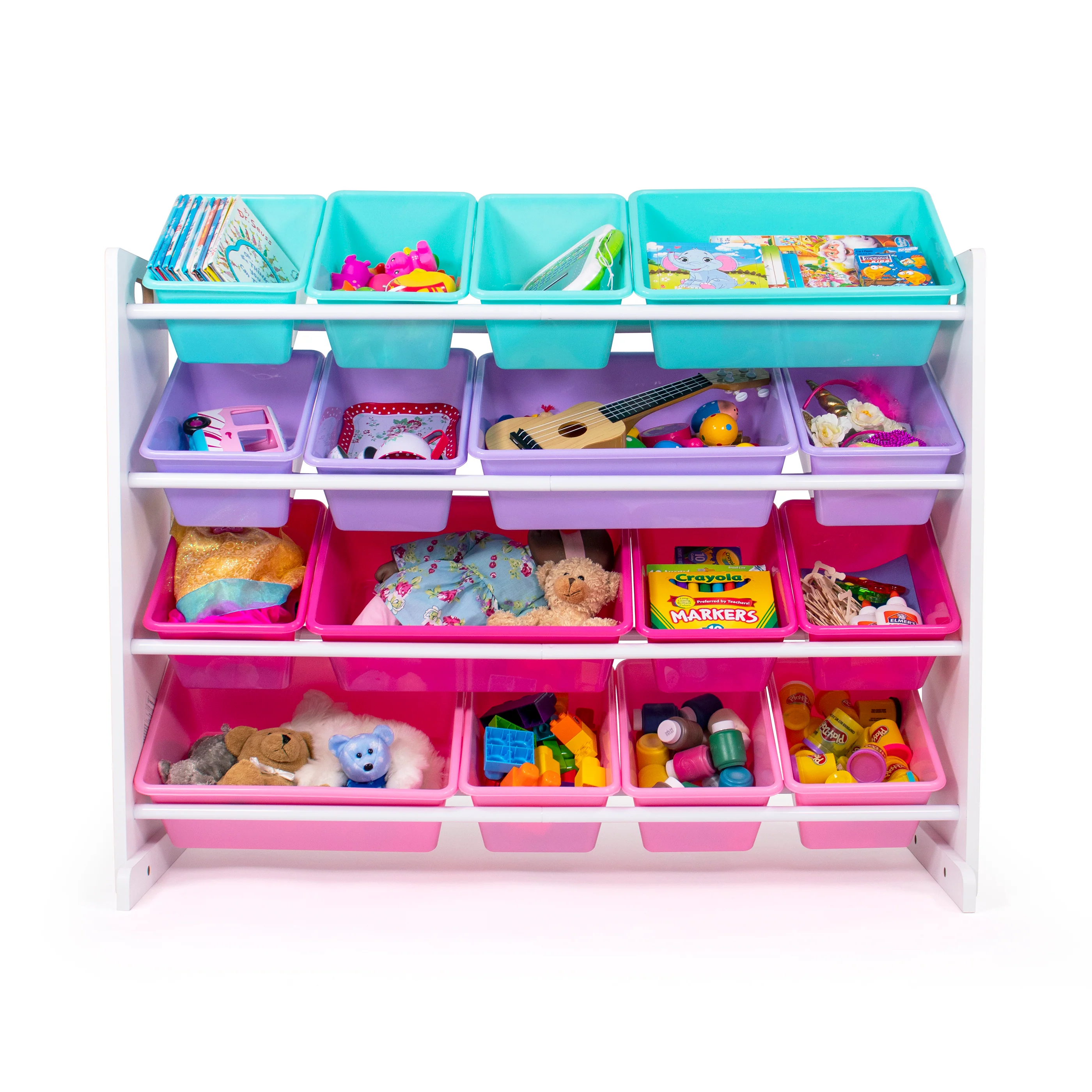 Forever Supersized Extra Large White and Pink 16-Bin Toy Organizer