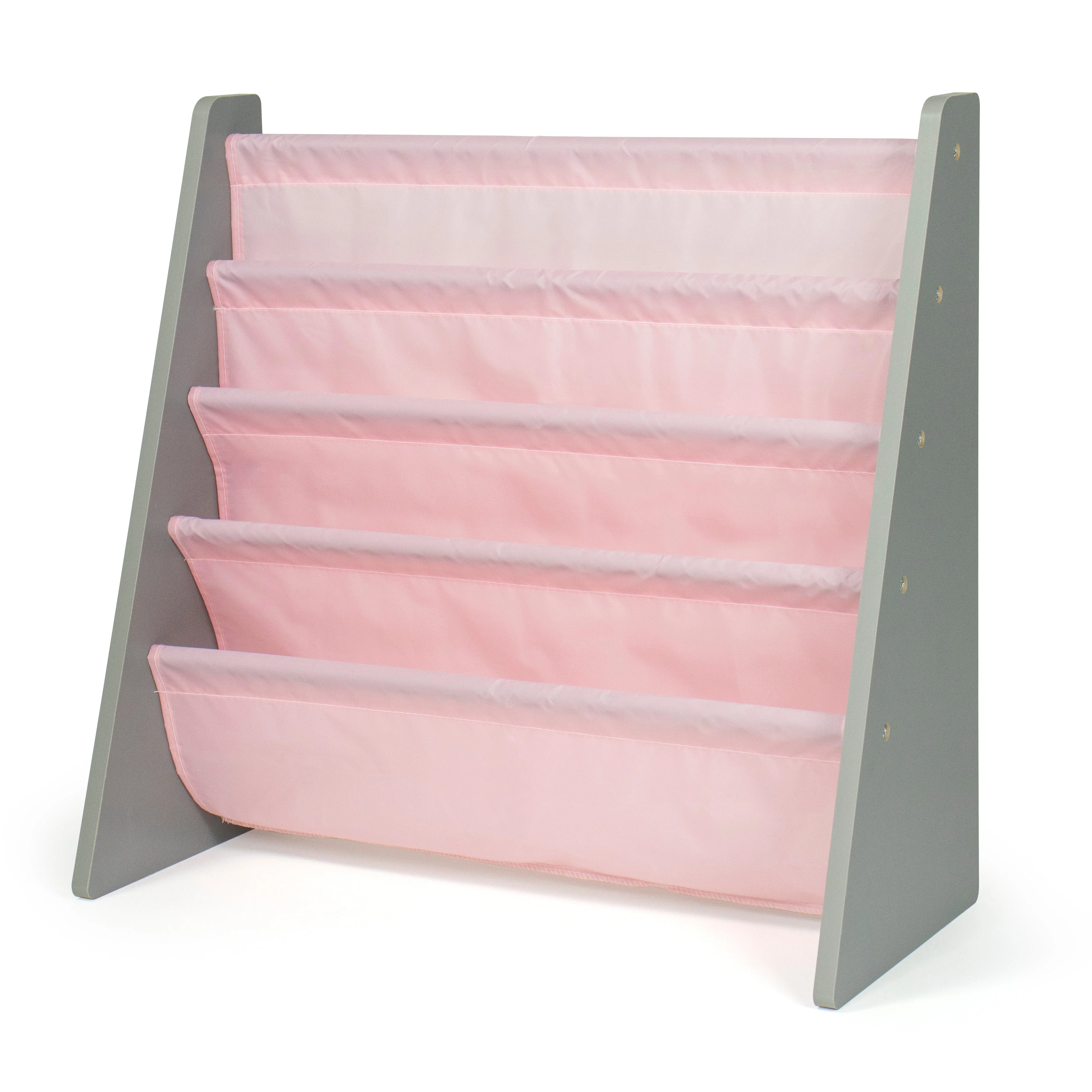 Kids Bookshelf 4 Tier Book Organizer, Pink/Grey