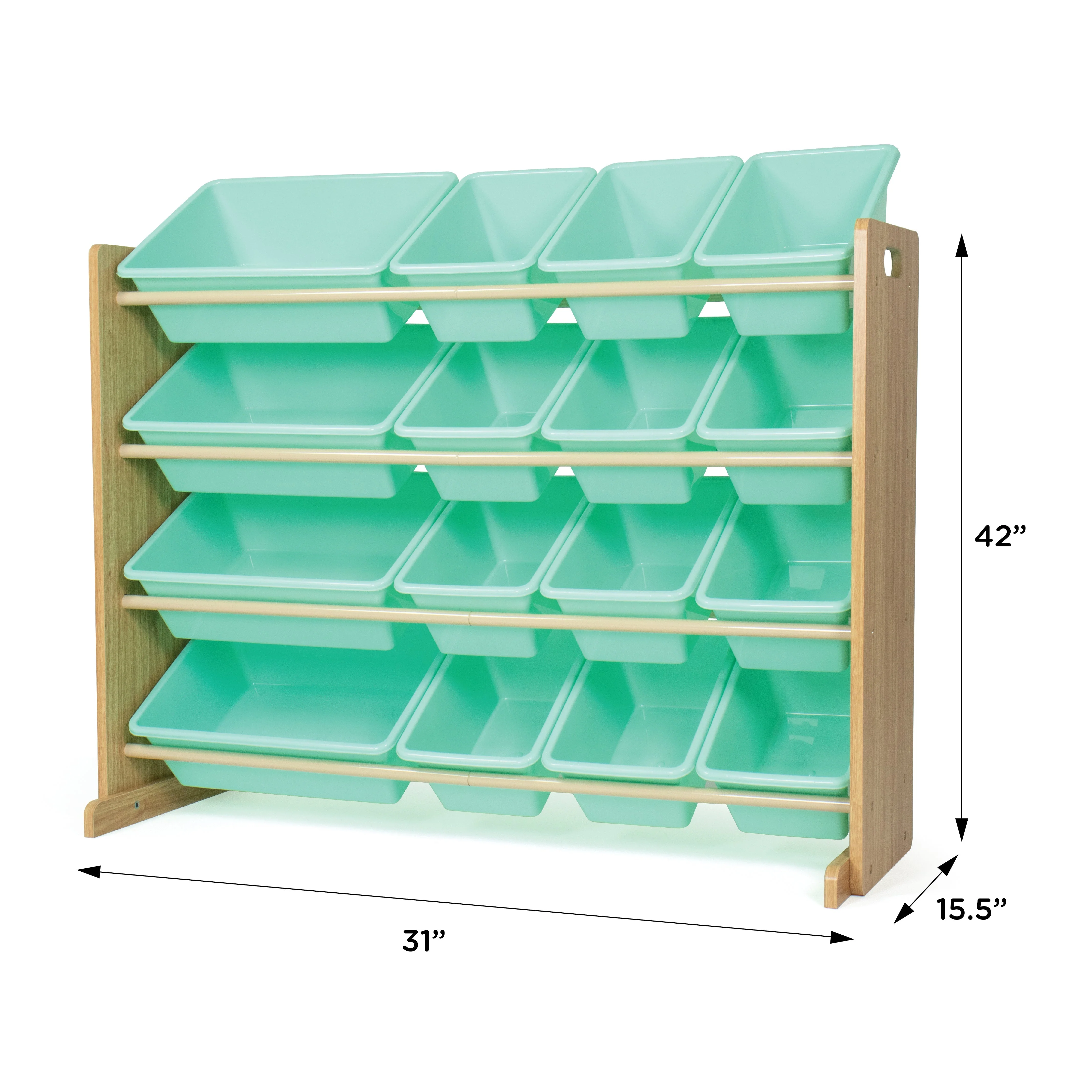 Bailey Supersized Extra Large Natural and Seafoam 16-Bin Toy Organizer