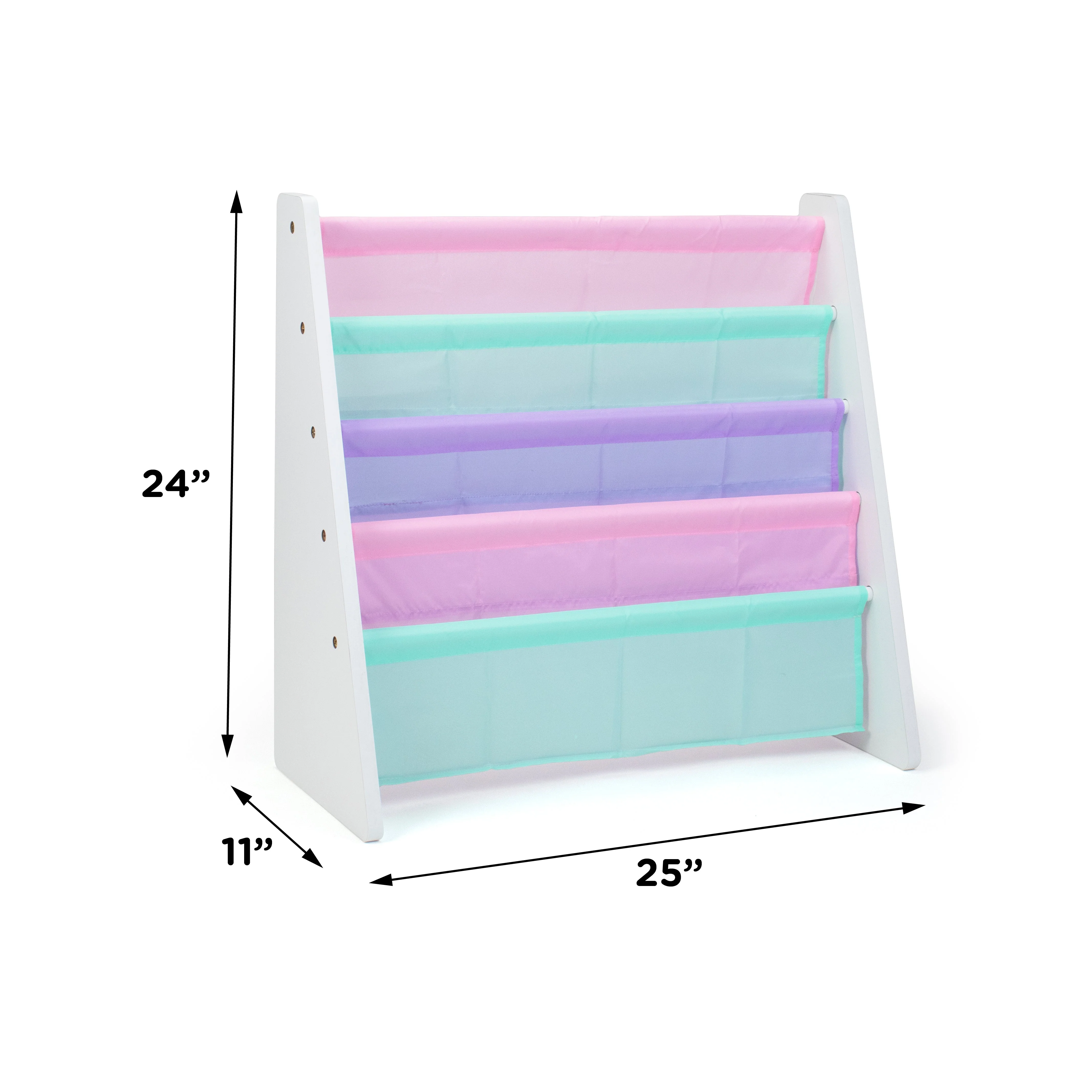Holland Kids 4 Tier Book Rack Organizer, White/Pastel