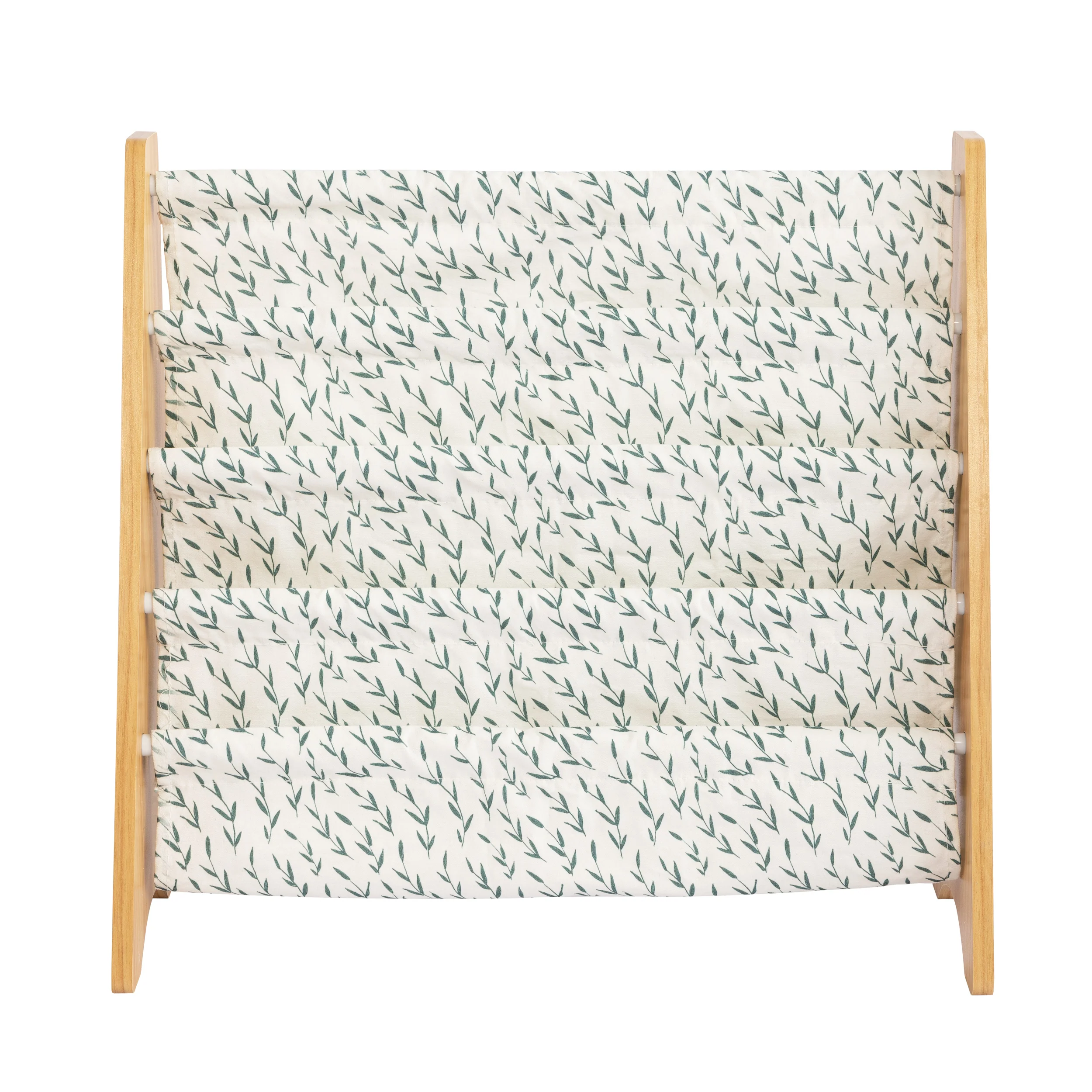 Humble Crew Spring Bookshelf 4 Tier Book Storage, Natural/White/Green