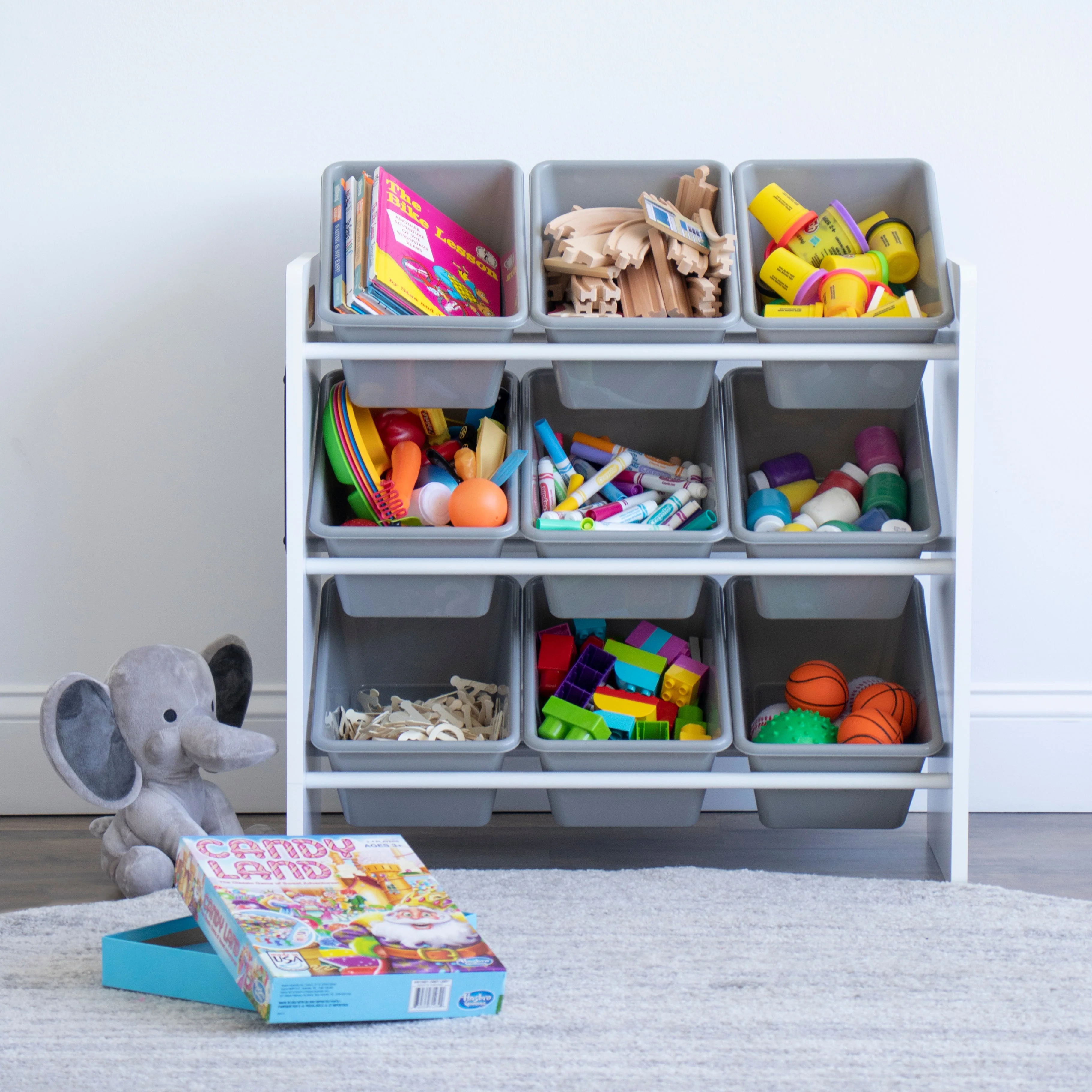 Explorer Toy Storage Organizer with 9 Plastic Storage Bins