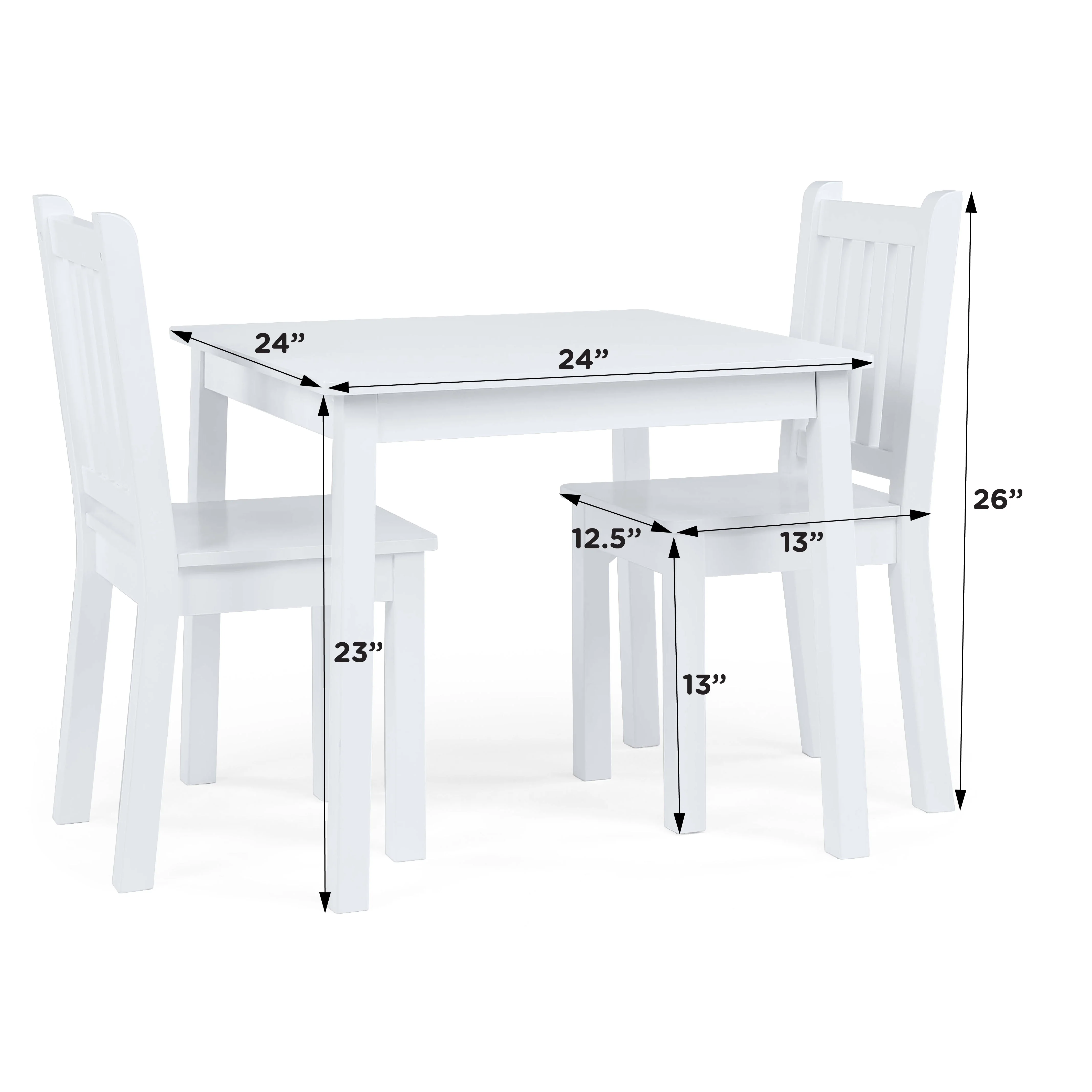 Daylight Wood Table & 2 Chairs Set, White