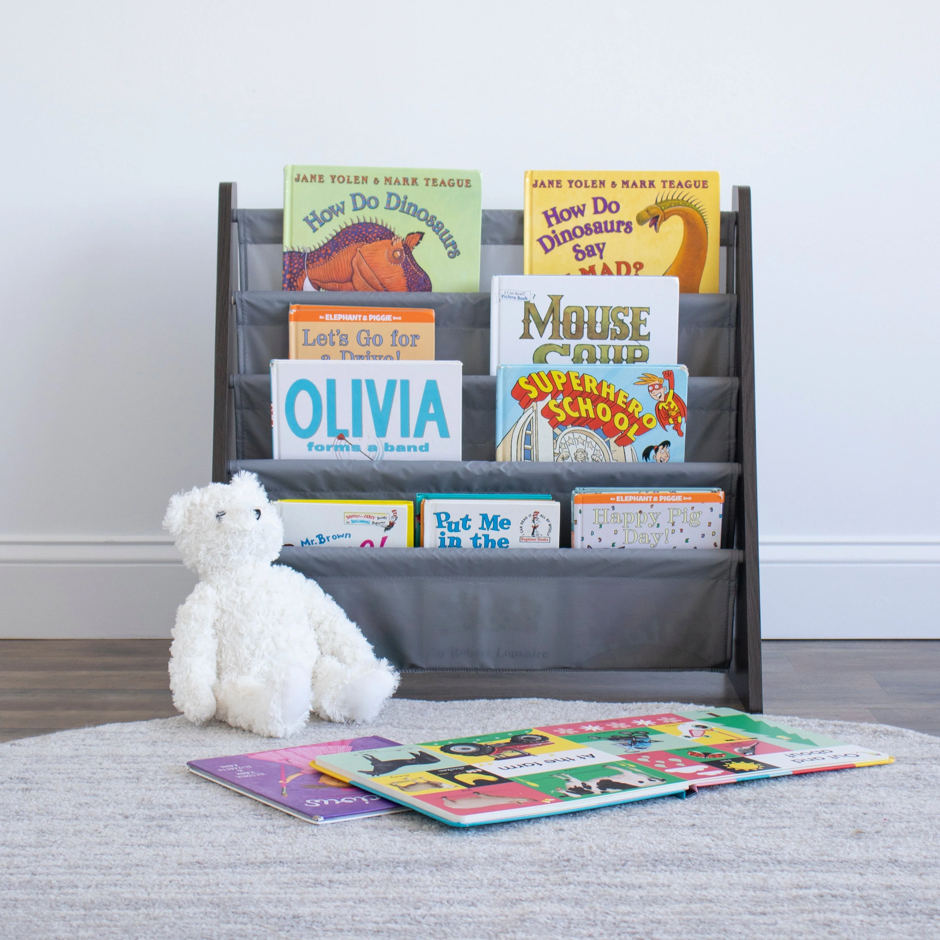 Sumatra Kids Bookshelf 4 Tier Bookrack Organizer, Espresso/Grey