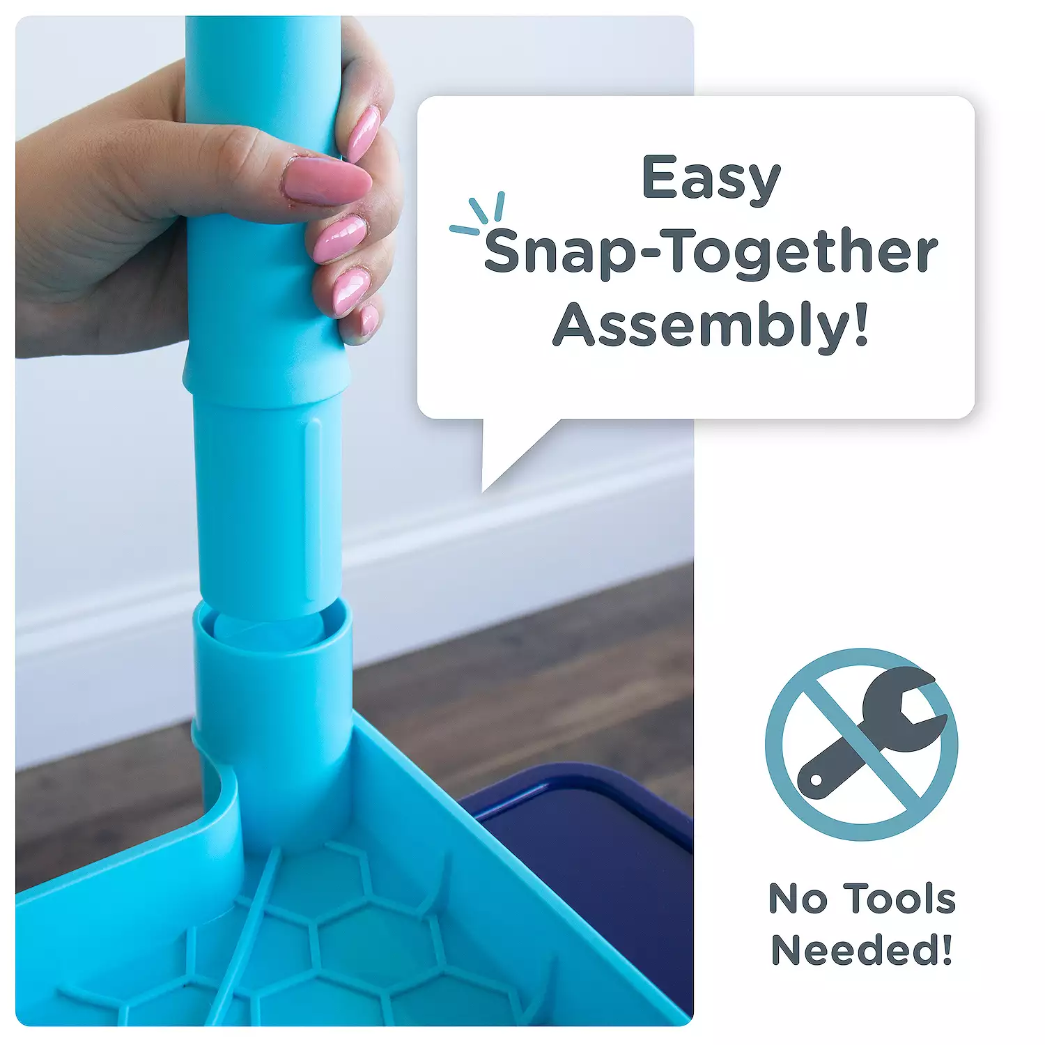 Humble Crew Jordan Kids Lightweight Plastic Table and 4 Chairs Set, Square, Multi-Blue