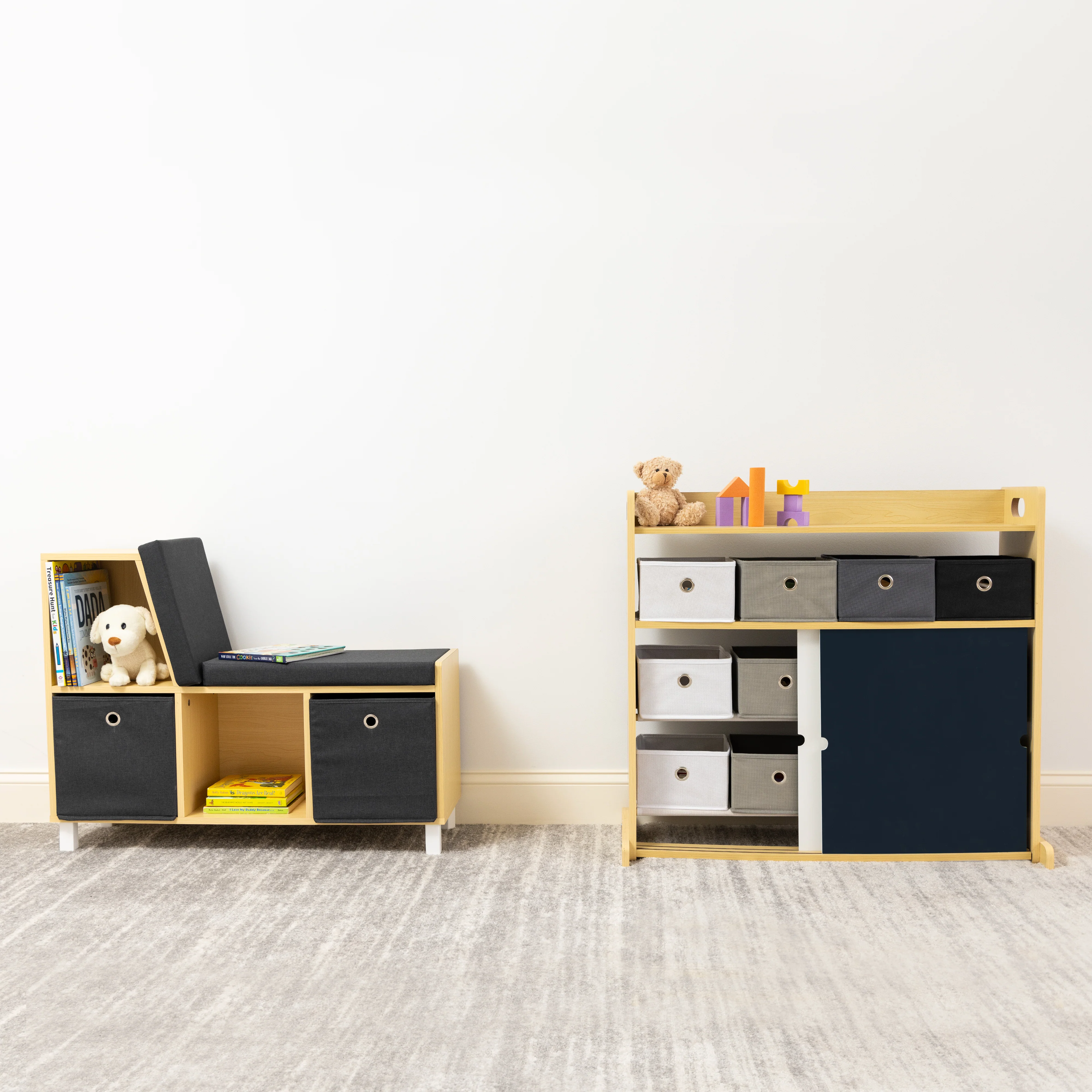 Humble Crew Dalton Toddler Book Nook, Natural/Black/White/Grey