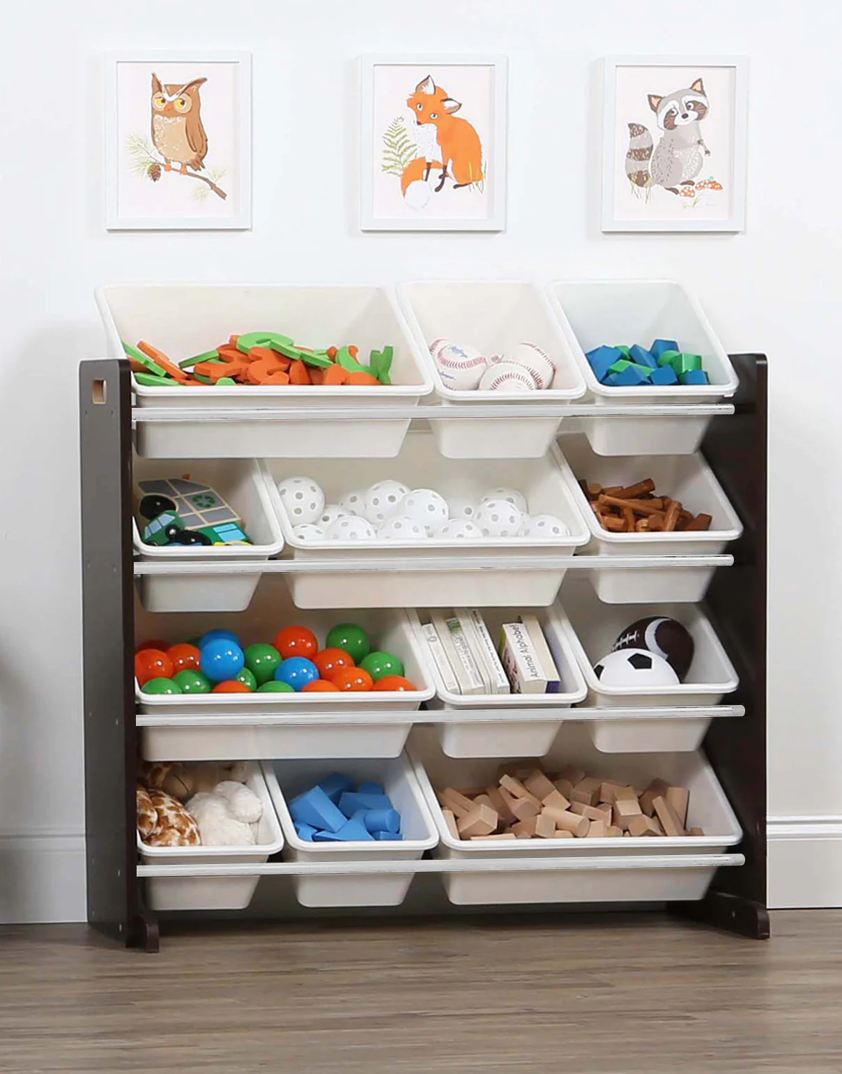 Espresso 12-Bin Toy Organizer