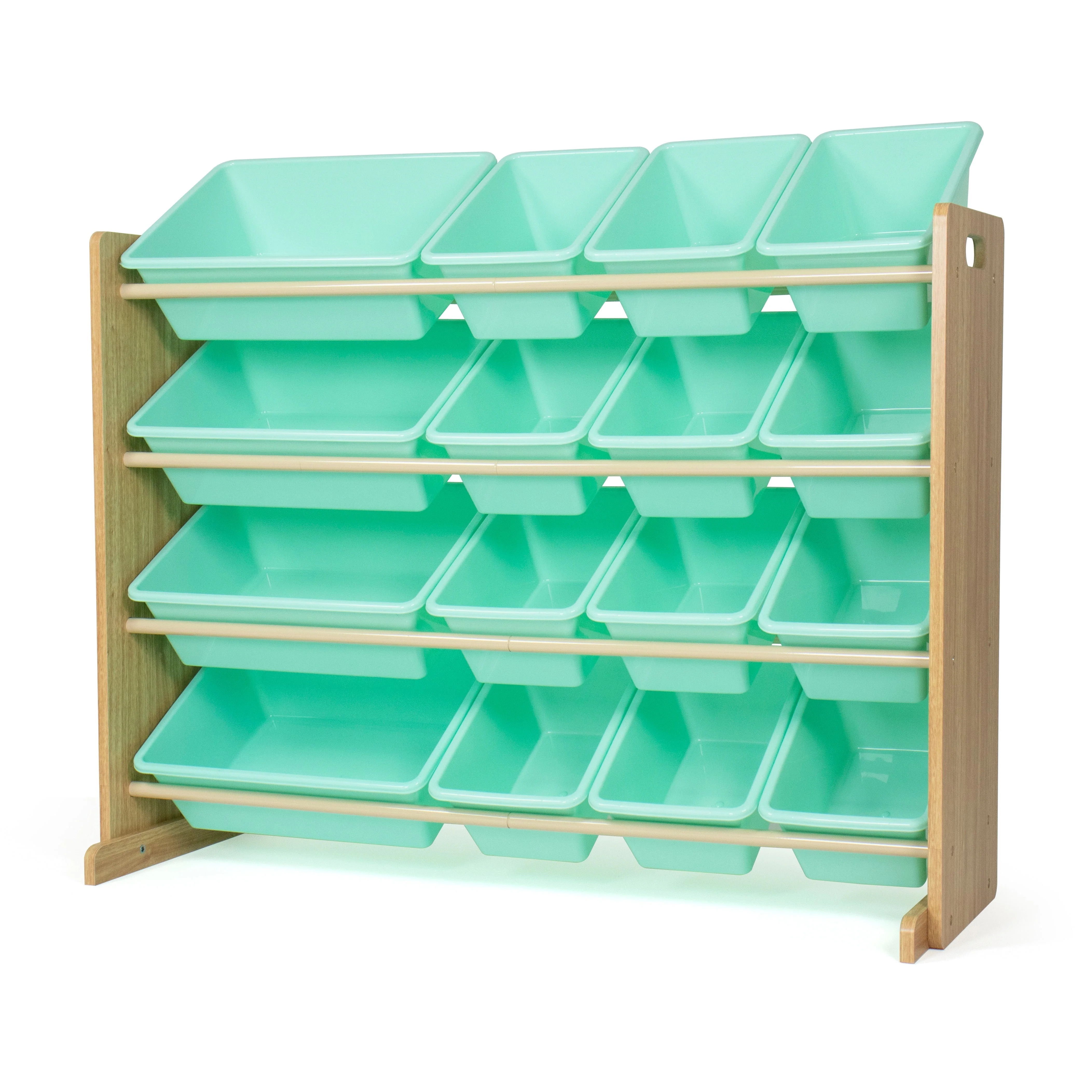 Bailey Supersized Extra Large Natural and Seafoam 16-Bin Toy Organizer