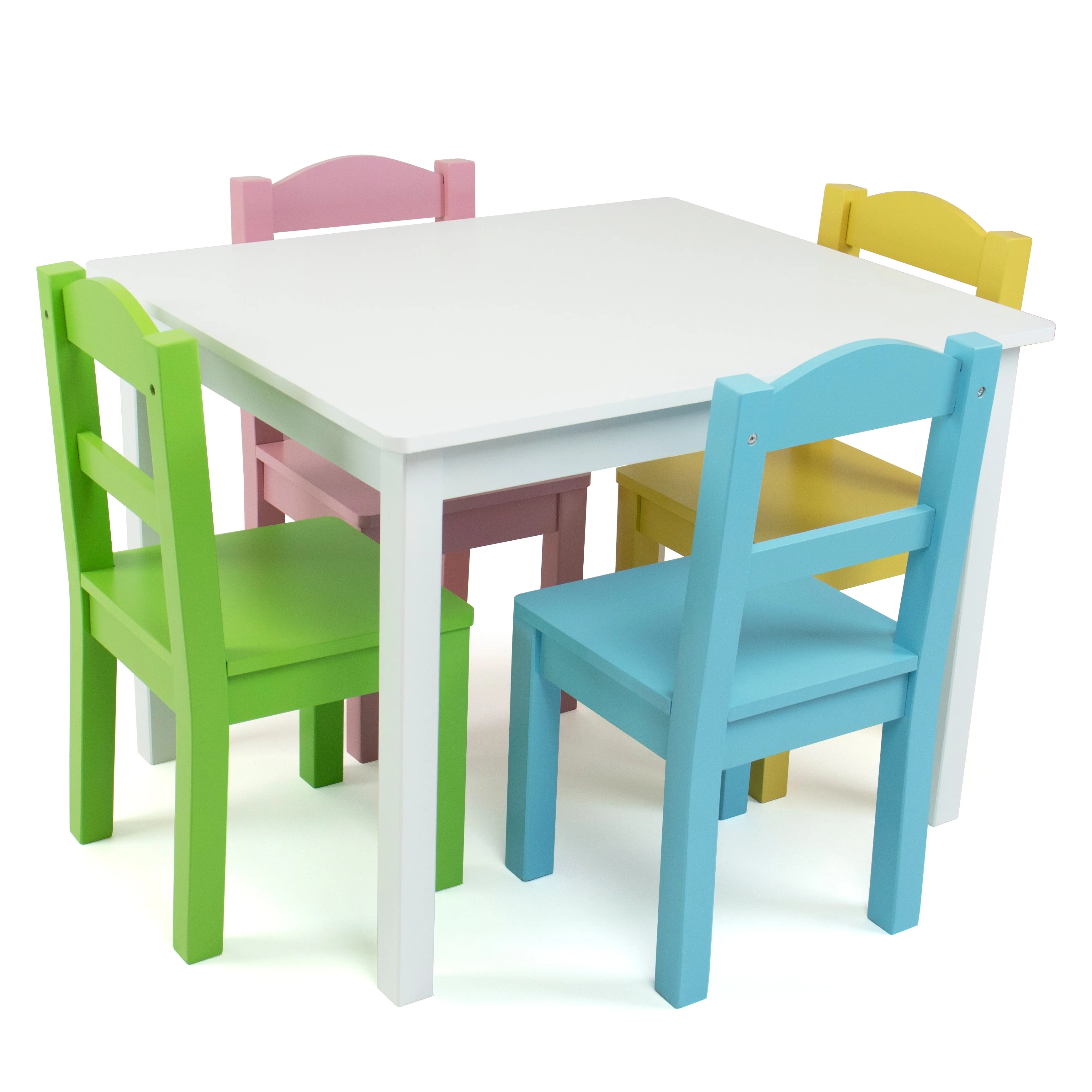 Pastel White Kids Table & 4 Chairs