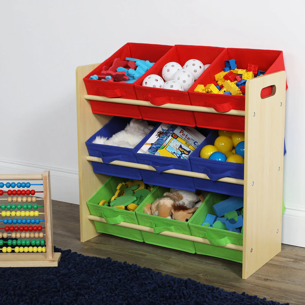 Primary Toy Organizer with 9 Fabric Bins