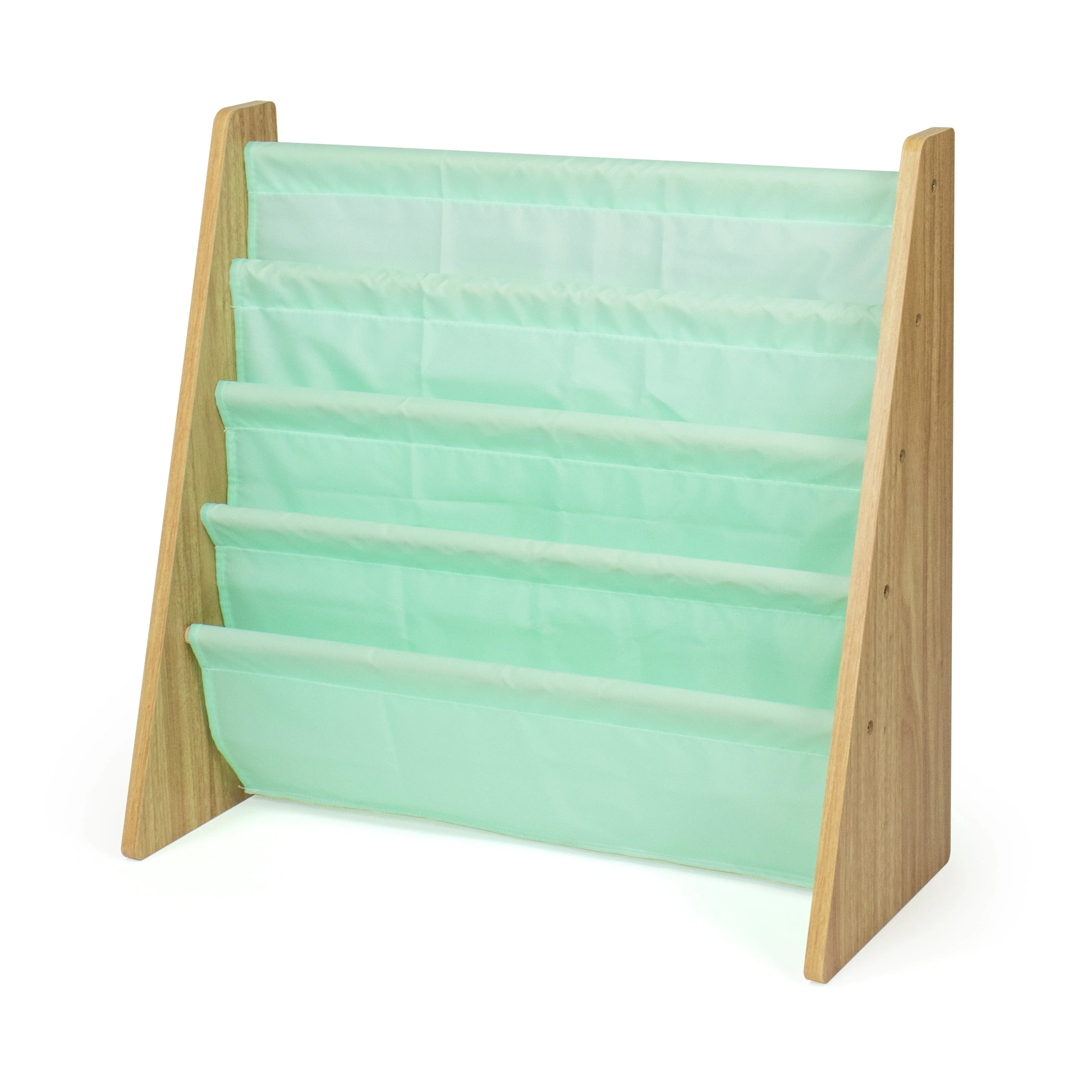 Kids Bookshelf 4 Tier Book Organizer, Seafoam Green/Neutral