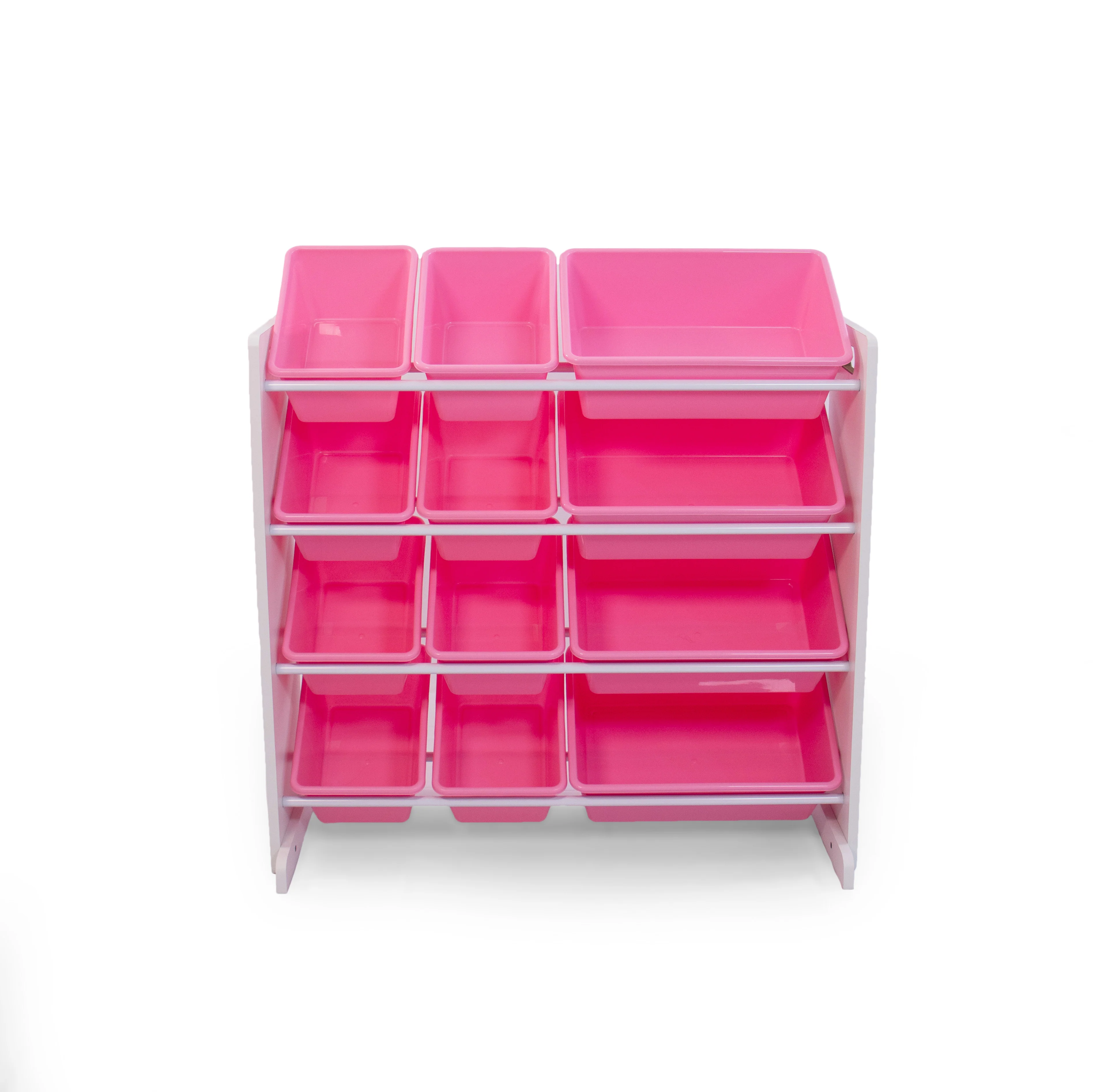 Humble Crew 12 Bin Toy Storage Organizer, White/Pink