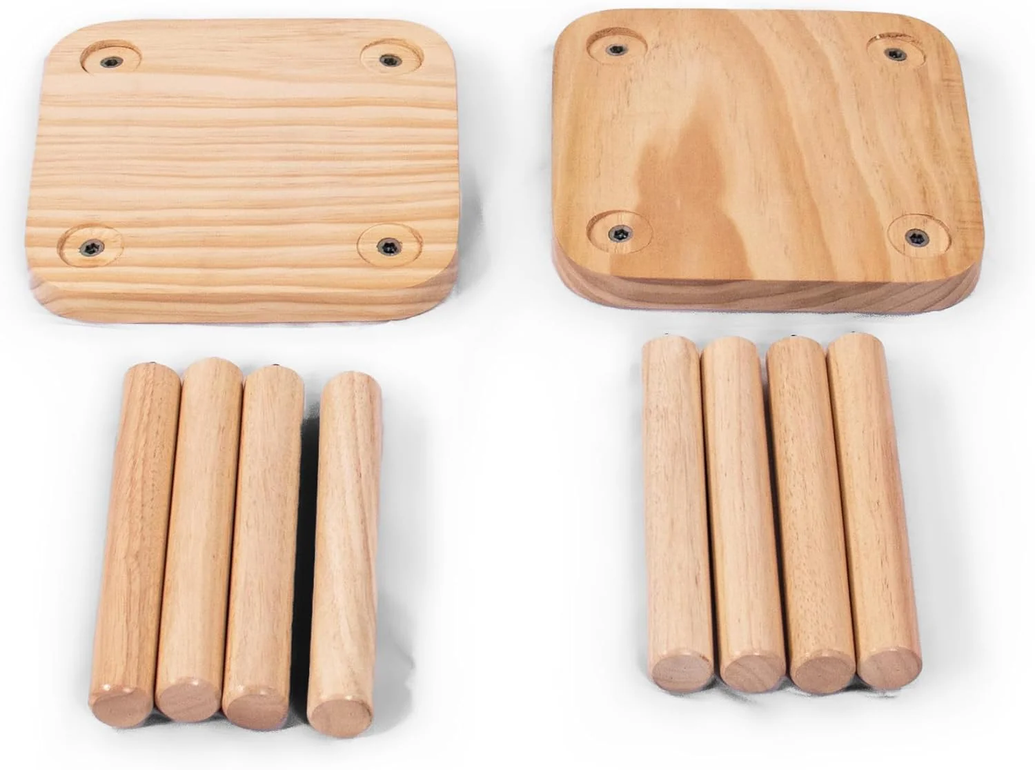 Humble Crew Toddler Stool Set of 2, Solid Wood Kids Seating, Natural Wood