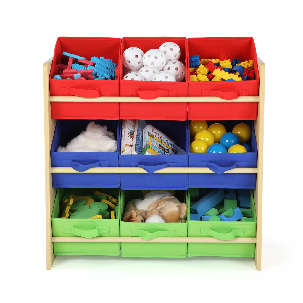 Primary Toy Organizer with 9 Fabric Bins