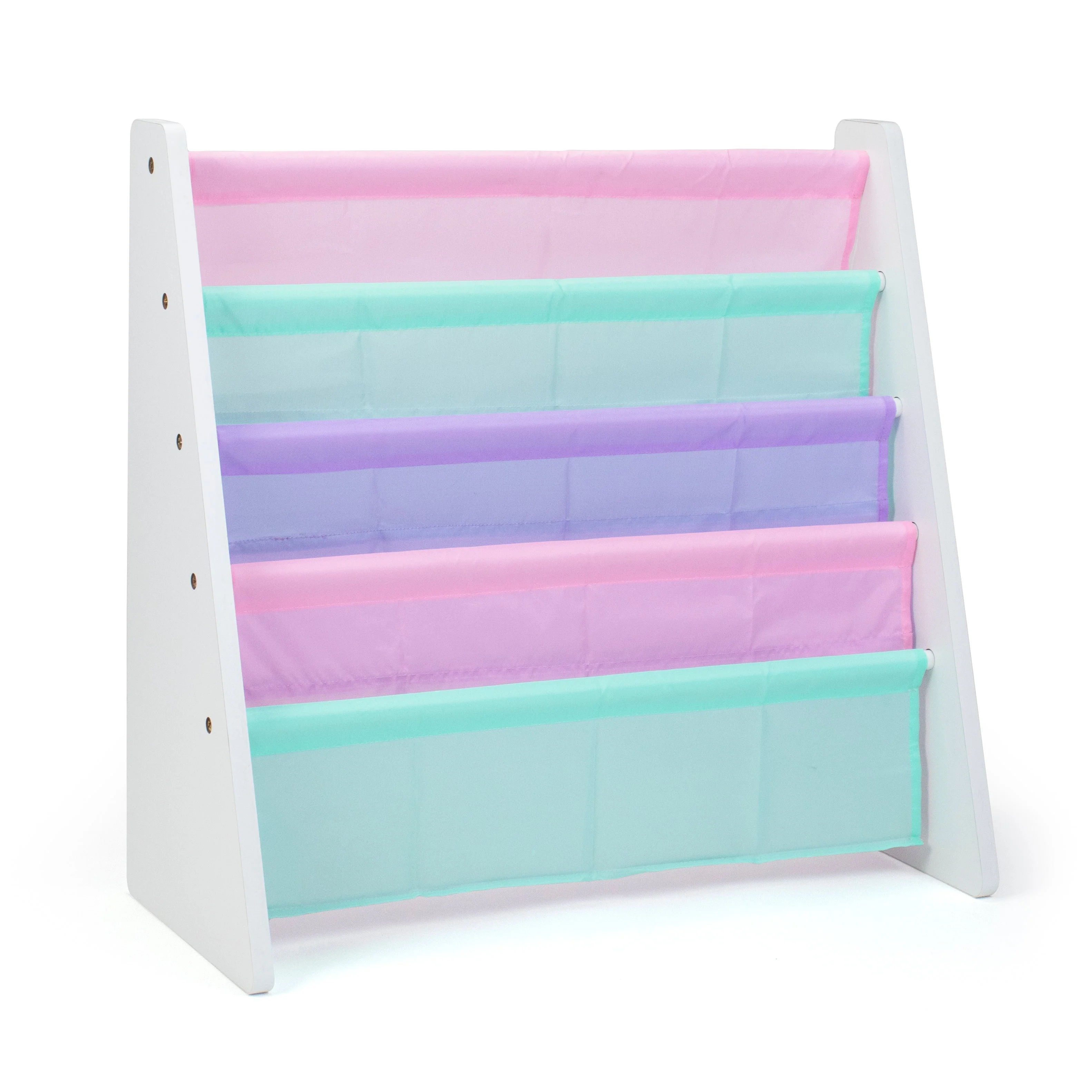 Holland Kids 4 Tier Book Rack Organizer, White/Pastel