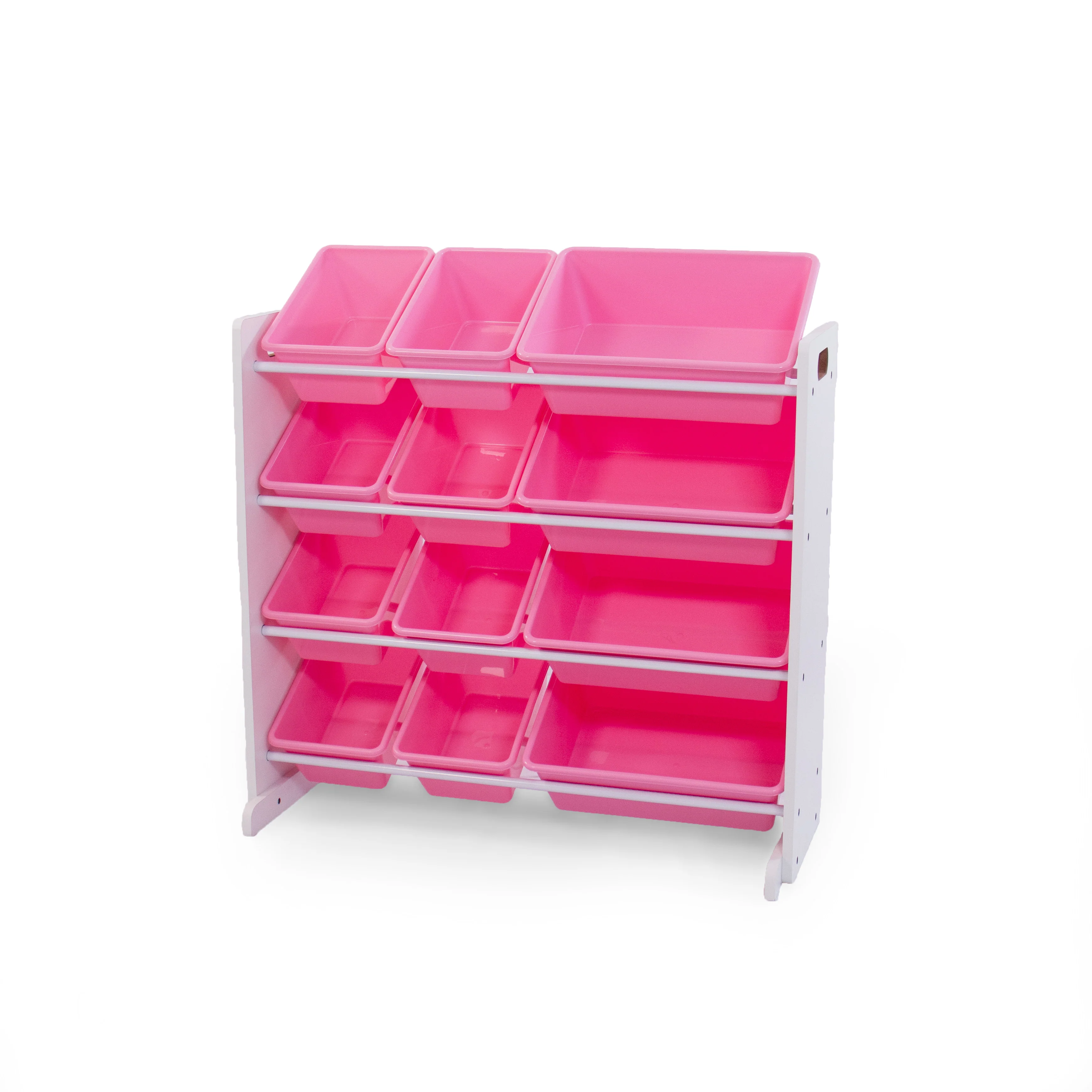Humble Crew 12 Bin Toy Storage Organizer, White/Pink
